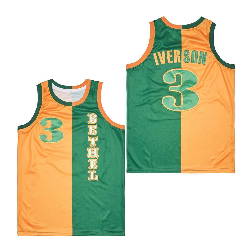 3# IVERSON COLOR-SPLIT STYLE 1A BASKETBALL JERSEY College Football Jersey football jersey product view 1