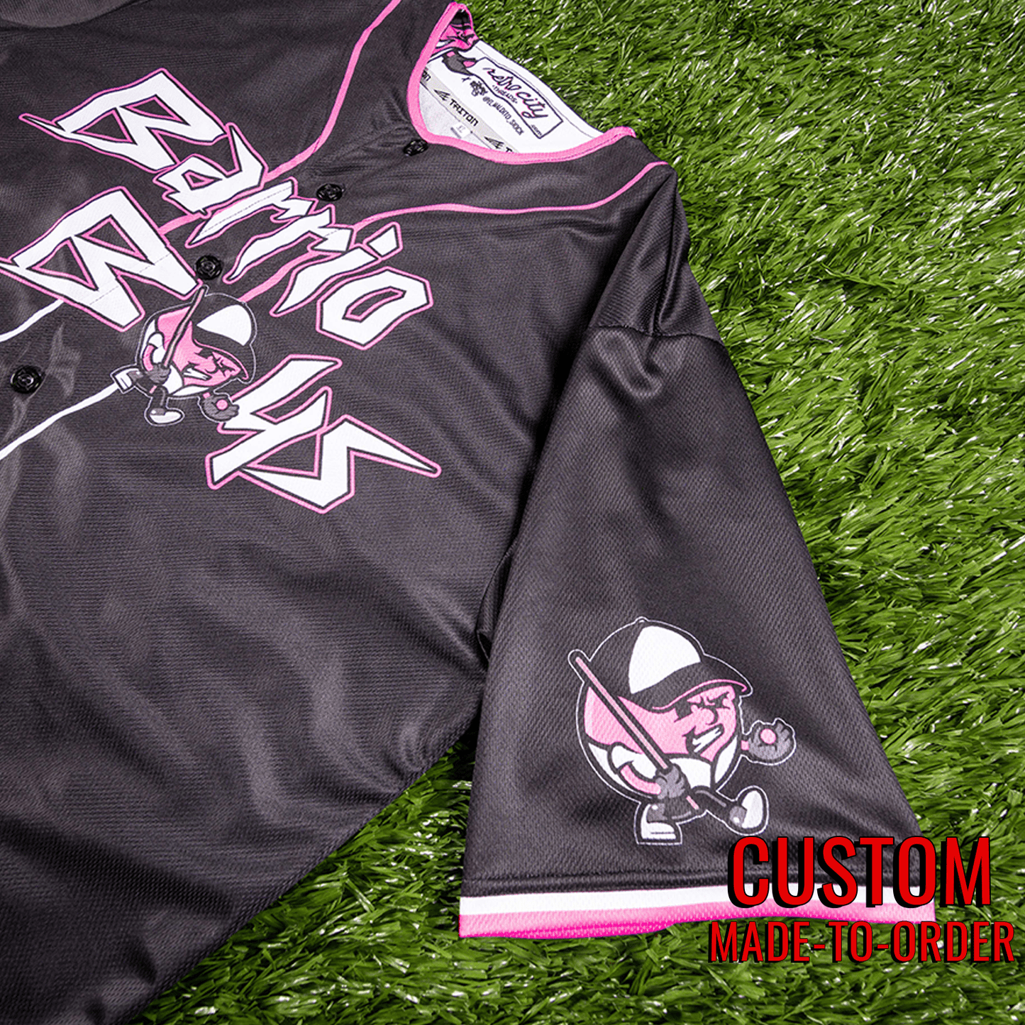Barrio Boys Seamhead Baseball League Jersey (Away) *CUSTOM* baseball jersey product view 3