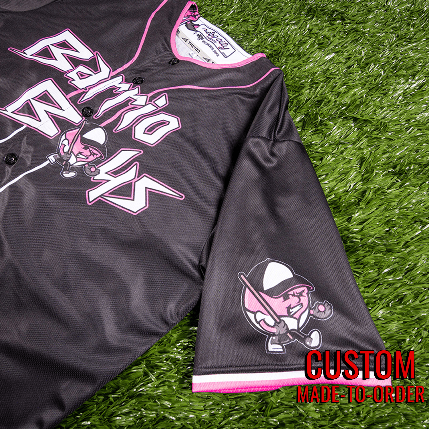 Barrio Boys Seamhead Baseball League Jersey (Away) *CUSTOM* baseball jersey product view 3