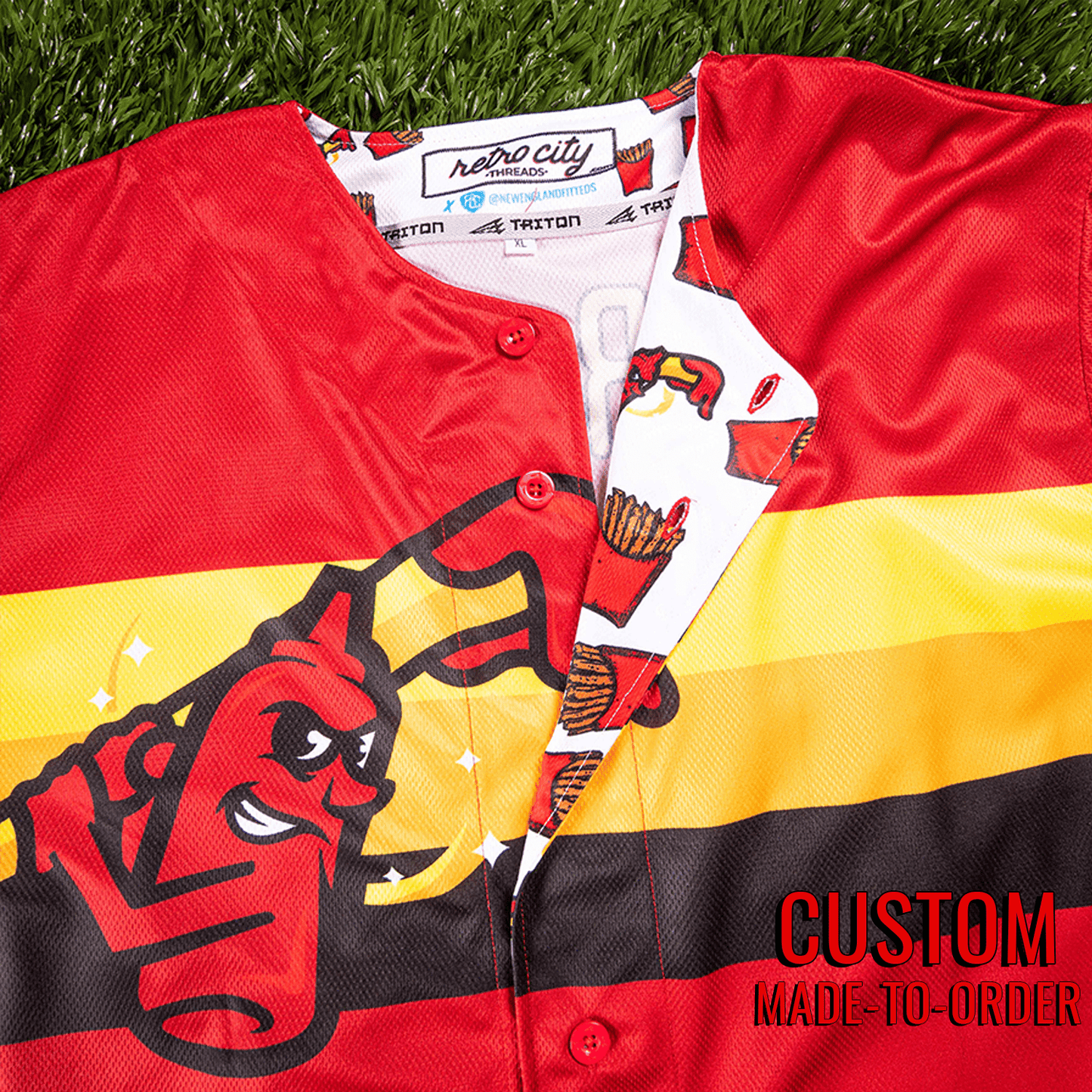 Fry Swatters Seamhead Baseball League Jersey (Away) *CUSTOM* baseball jersey product view 3