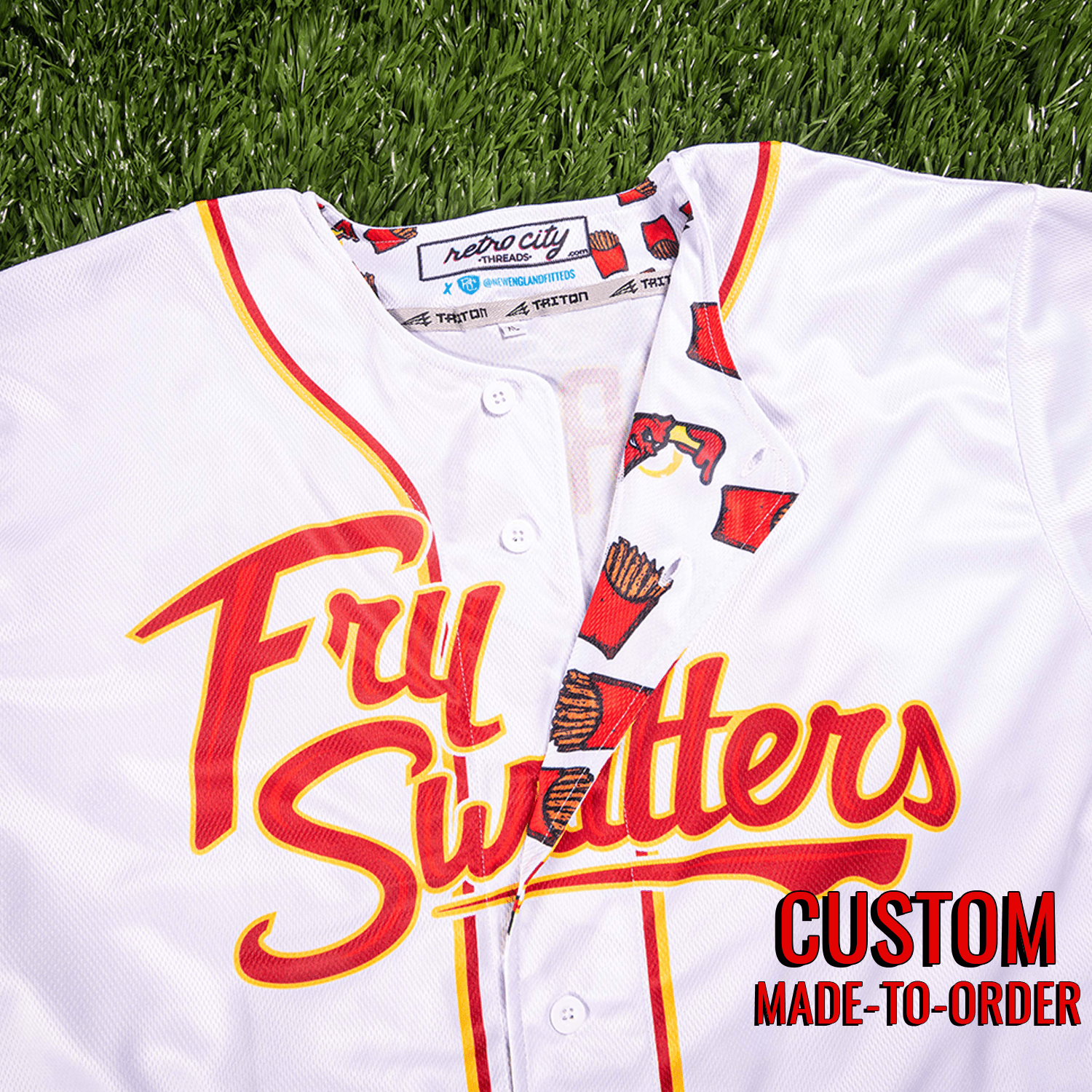 Fry Swatters Seamhead Baseball League Jersey (Home) *CUSTOM* baseball jersey product view 3