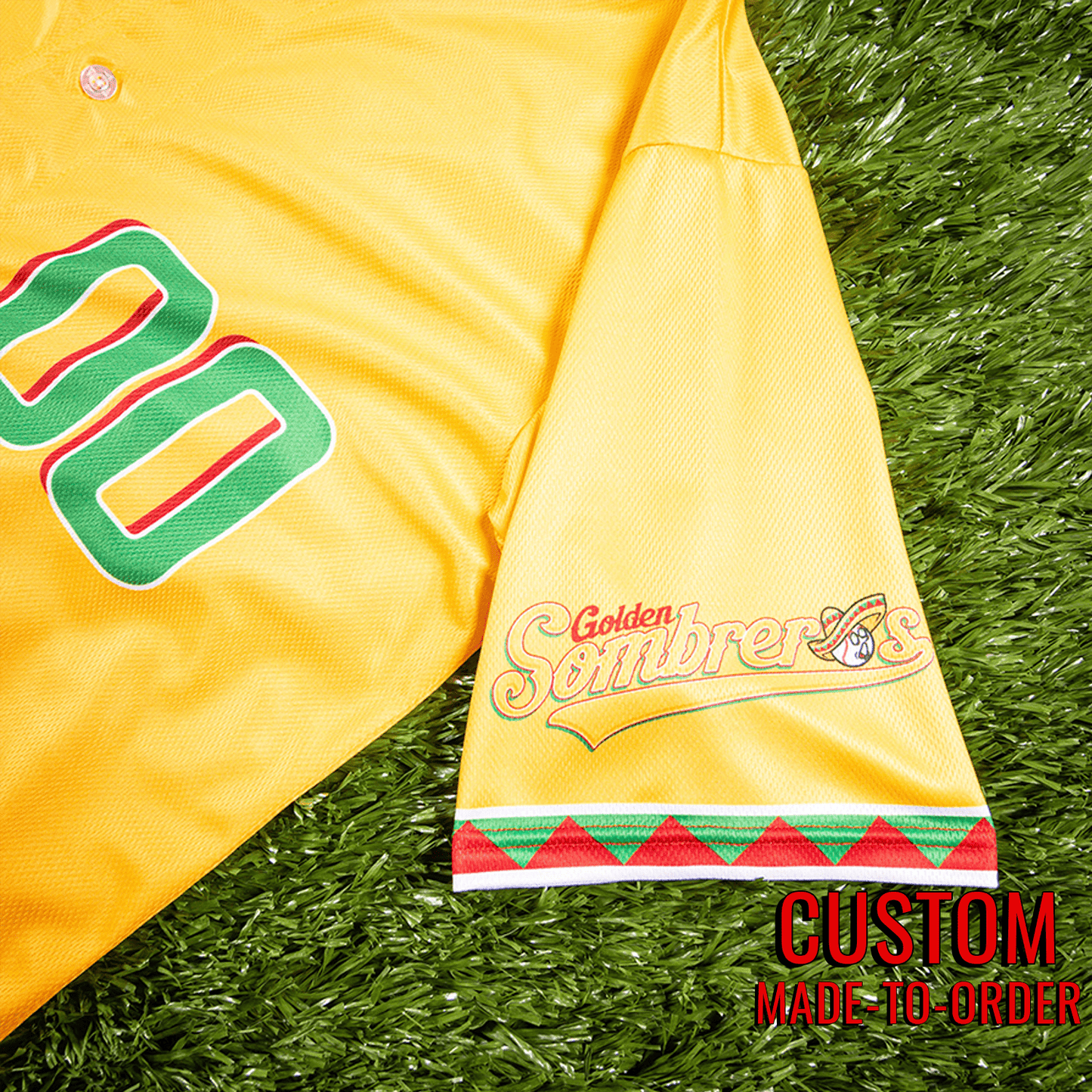 Golden Sombreros Seamhead Baseball League Jersey (Away) *CUSTOM* baseball jersey product view 3