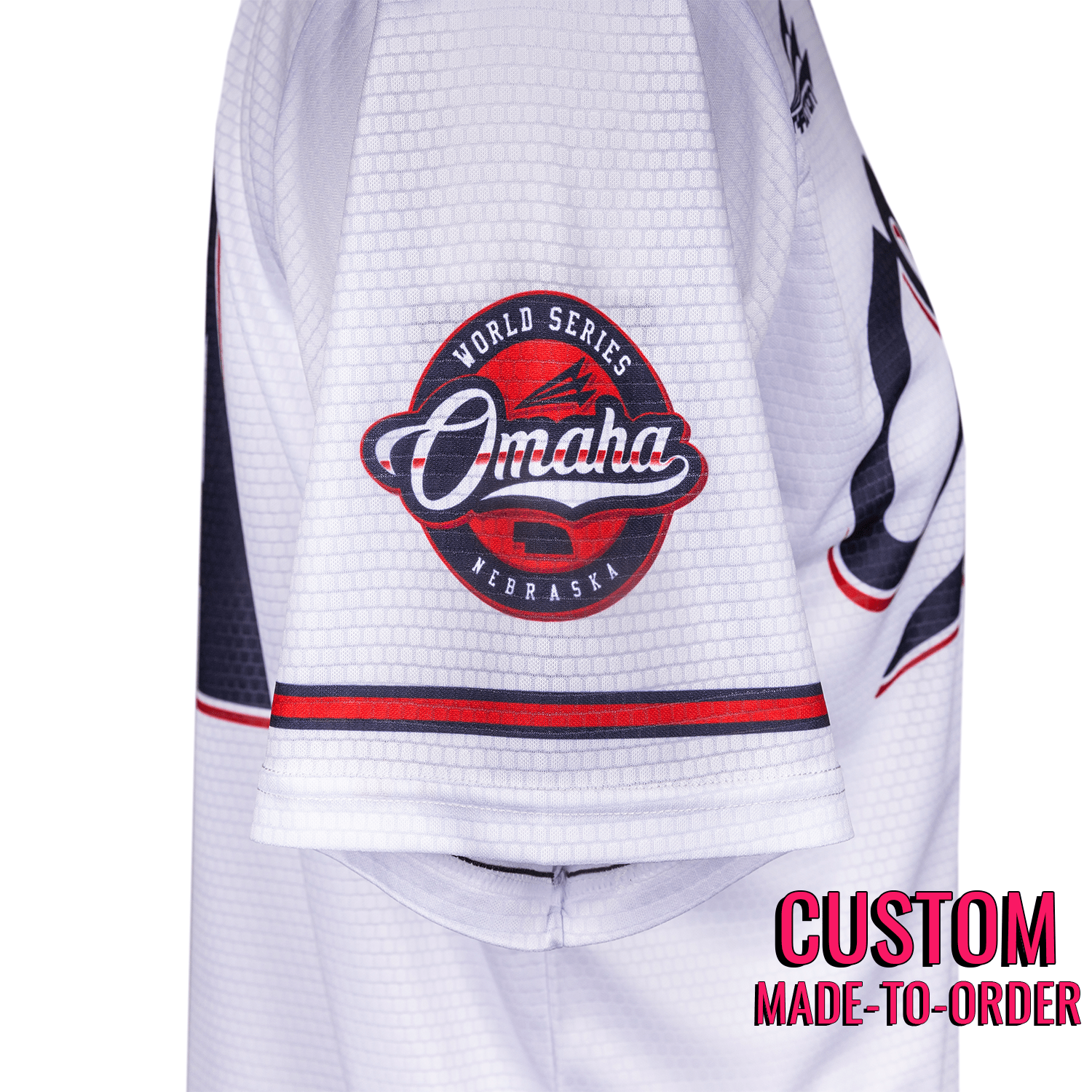 Omaha World Series Baseball Jersey *CUSTOM* (White) baseball jersey product view 3