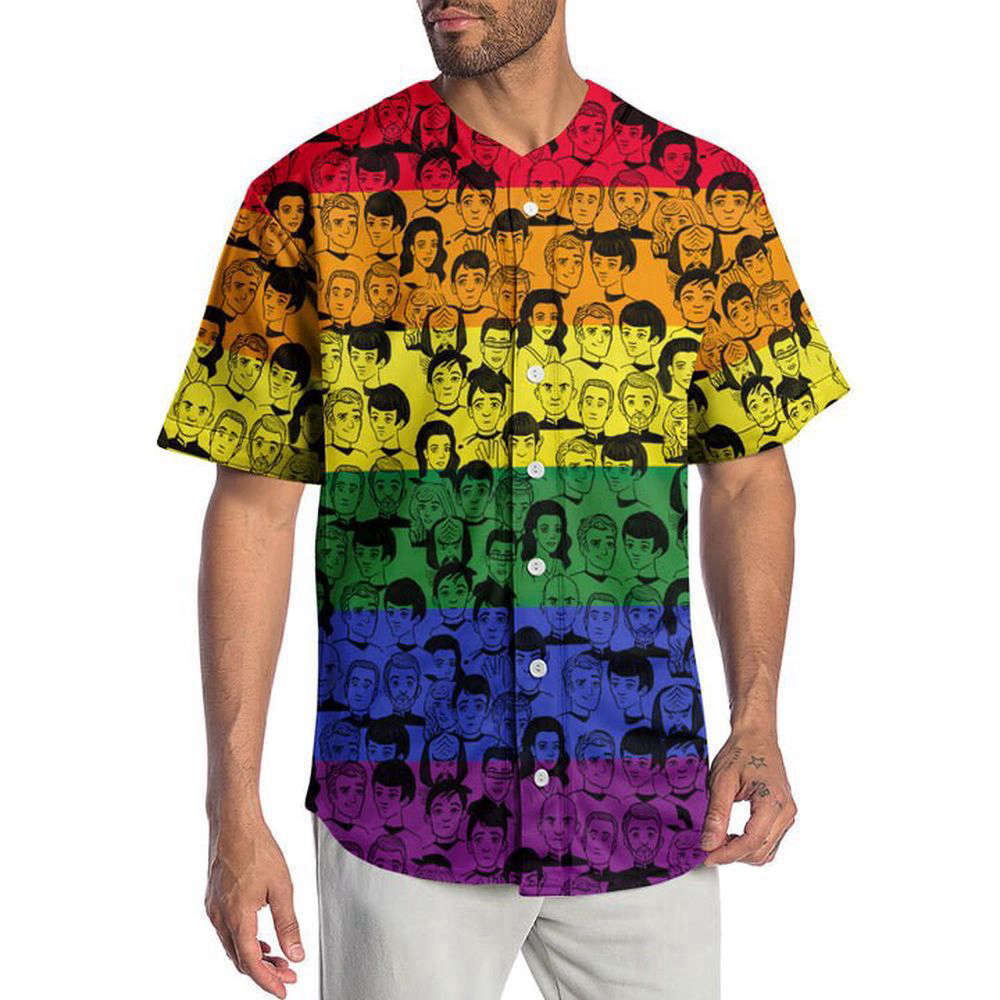 3D S.T And Faces LGBT Pride Month Baseball JerseyLover Baseball Jersey For Men Women - lylyprint.com baseball jersey product view 3