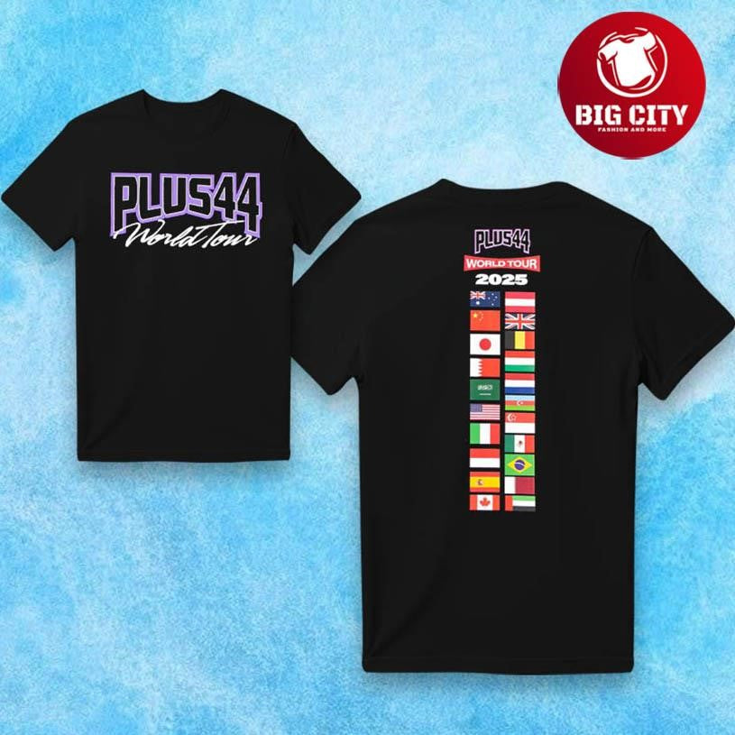 +44 Plus44 World Tour 2025 Two Sided Shirt Unisex T-shirt, Sweatshirt, Hoodie, Long Sleeve Tee - T-Shirt, Sweatshirt, Hoodie