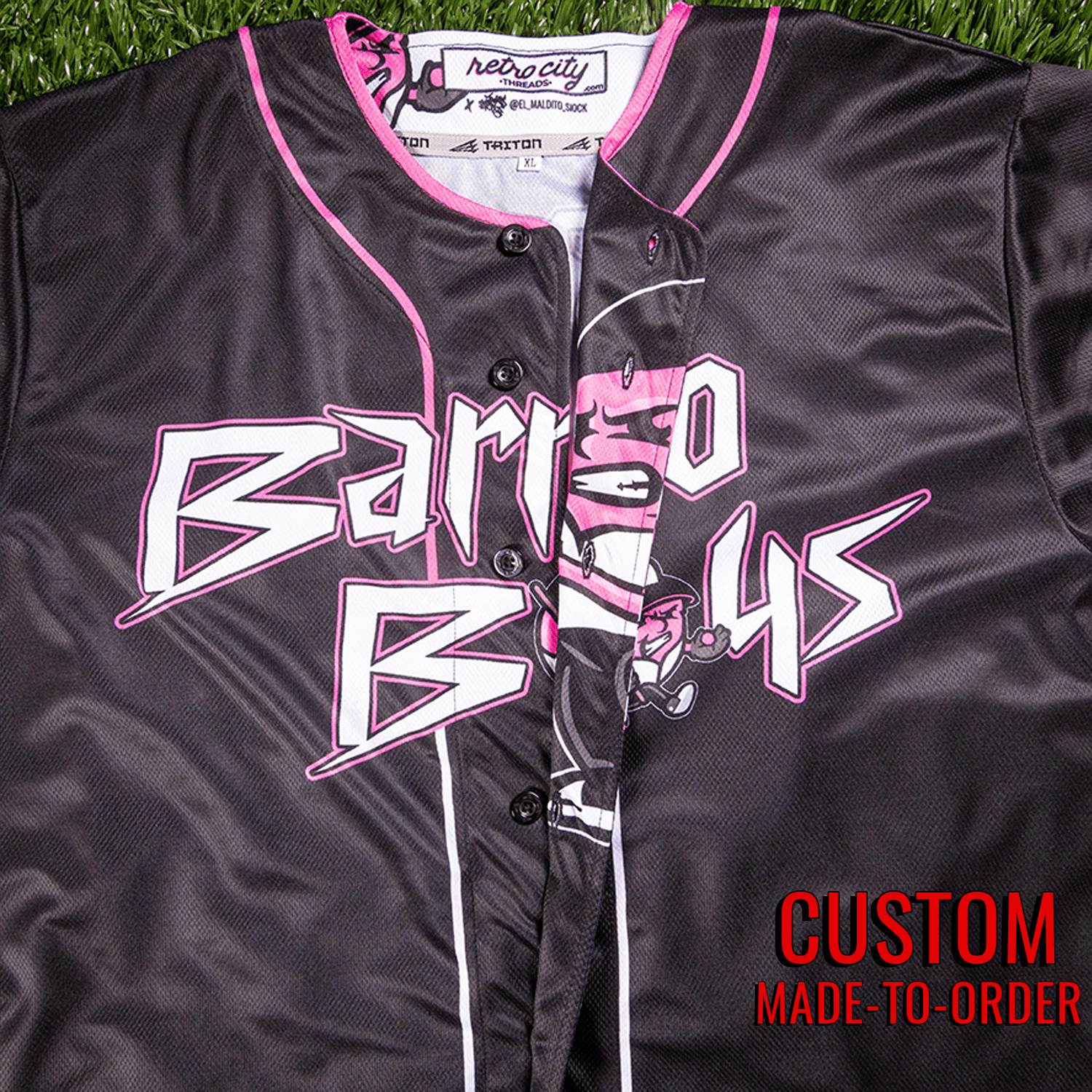 Barrio Boys Seamhead Baseball League Jersey (Away) *CUSTOM* baseball jersey product view 4