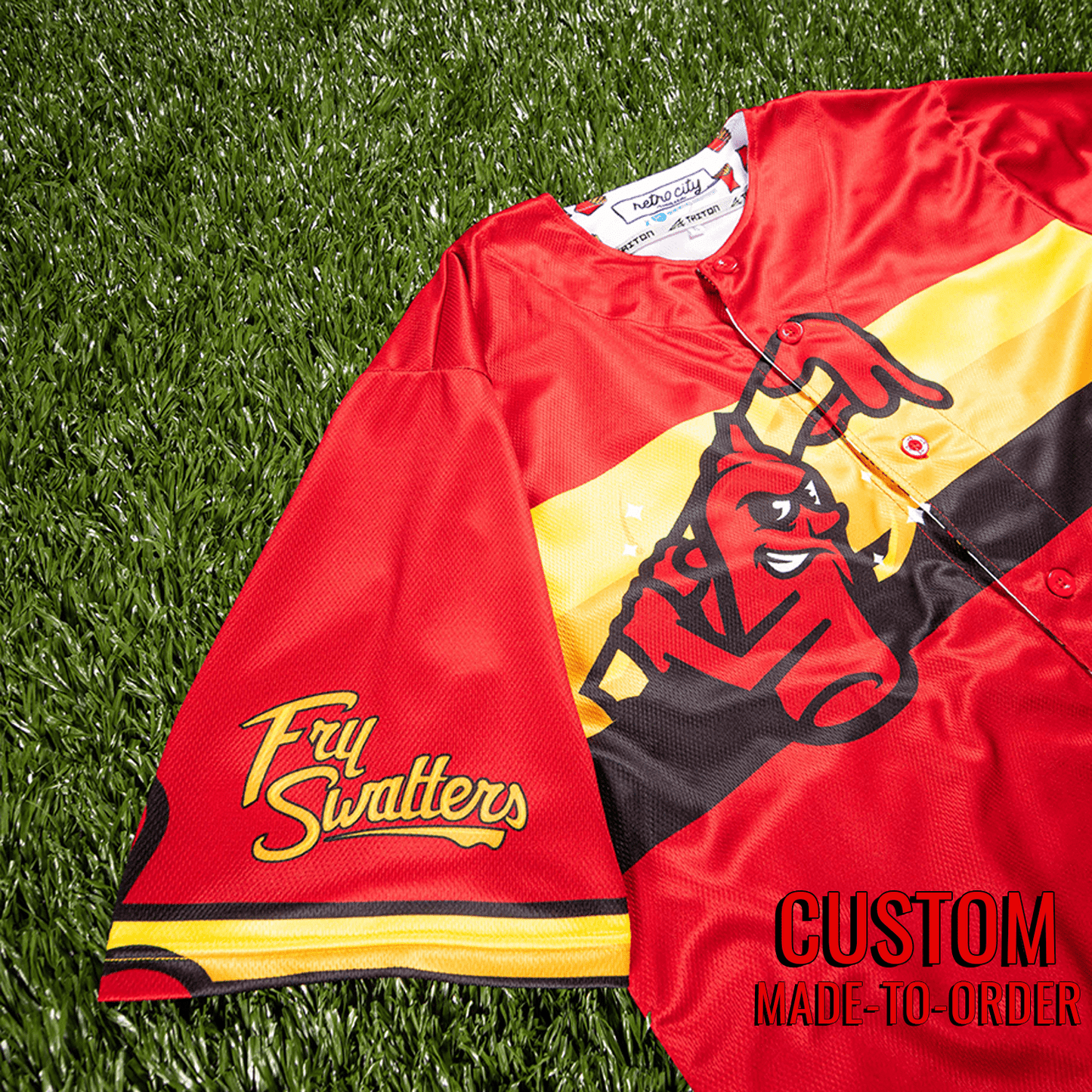 Fry Swatters Seamhead Baseball League Jersey (Away) *CUSTOM* baseball jersey product view 4