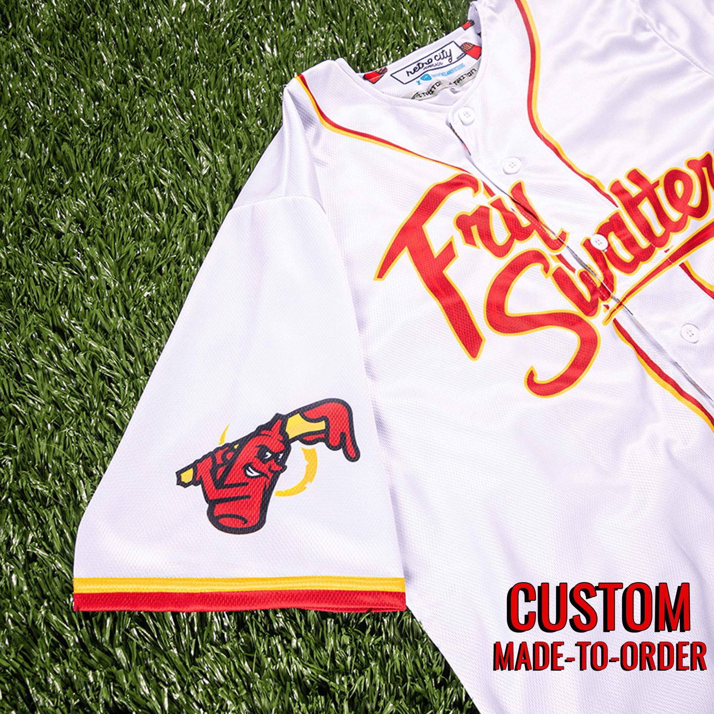 Fry Swatters Seamhead Baseball League Jersey (Home) *CUSTOM* baseball jersey product view 4
