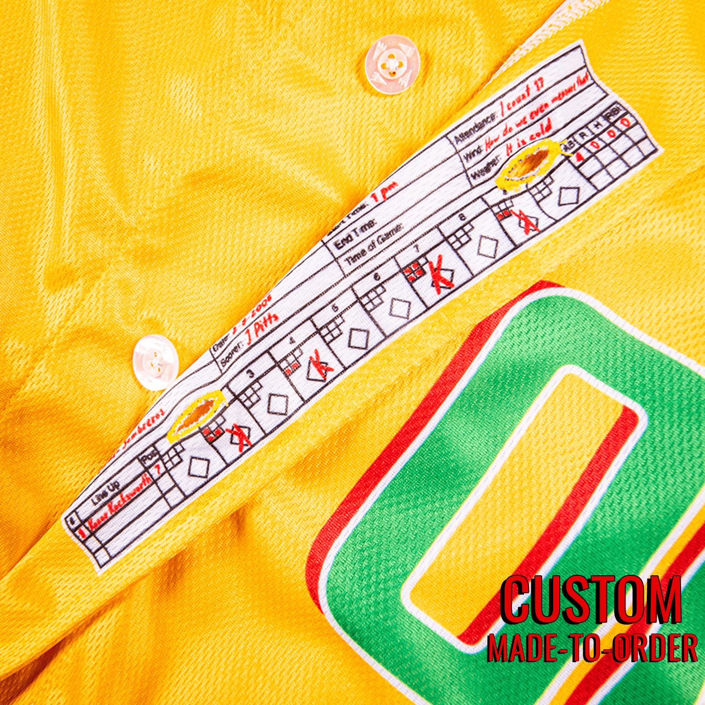 Golden Sombreros Seamhead Baseball League Jersey (Away) *CUSTOM* baseball jersey product view 4