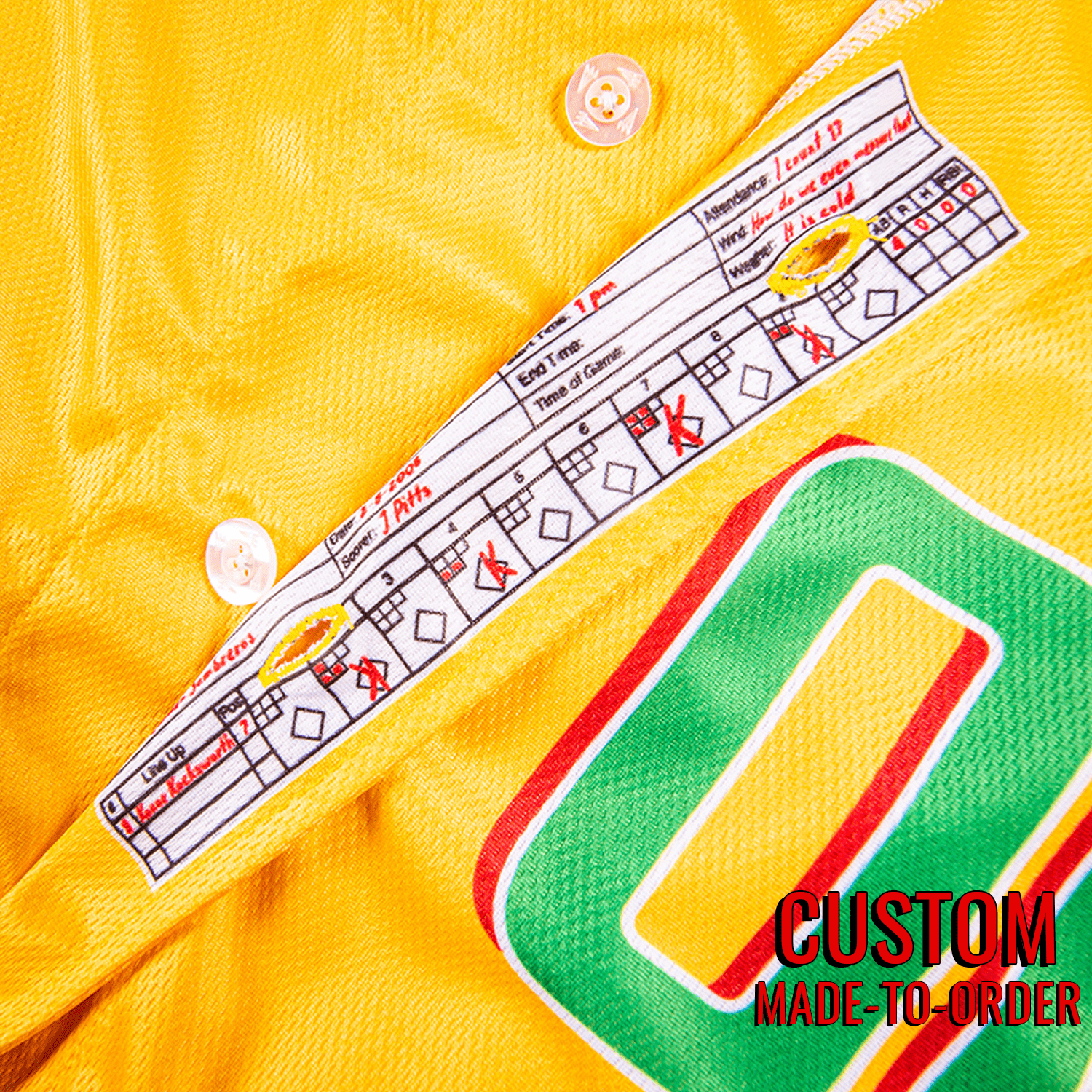 Golden Sombreros Seamhead Baseball League Jersey (Away) *CUSTOM* baseball jersey product view 4