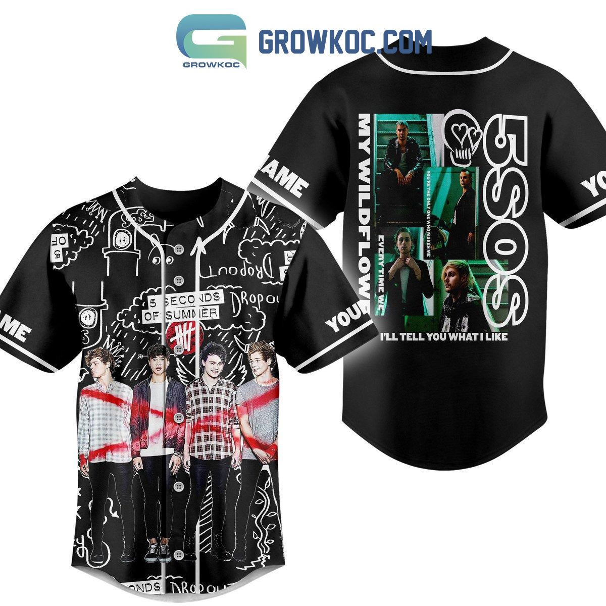 5 Seconds Of Summer I’ll Tell You What I Like Personalized Baseball Jersey baseball jersey product view 1