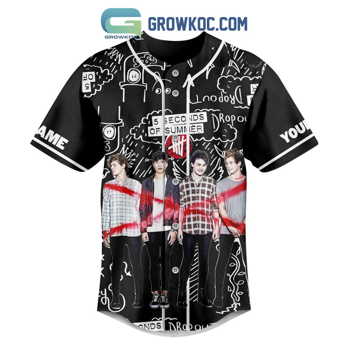 5 Seconds Of Summer I’ll Tell You What I Like Personalized Baseball Jersey baseball jersey product view 2