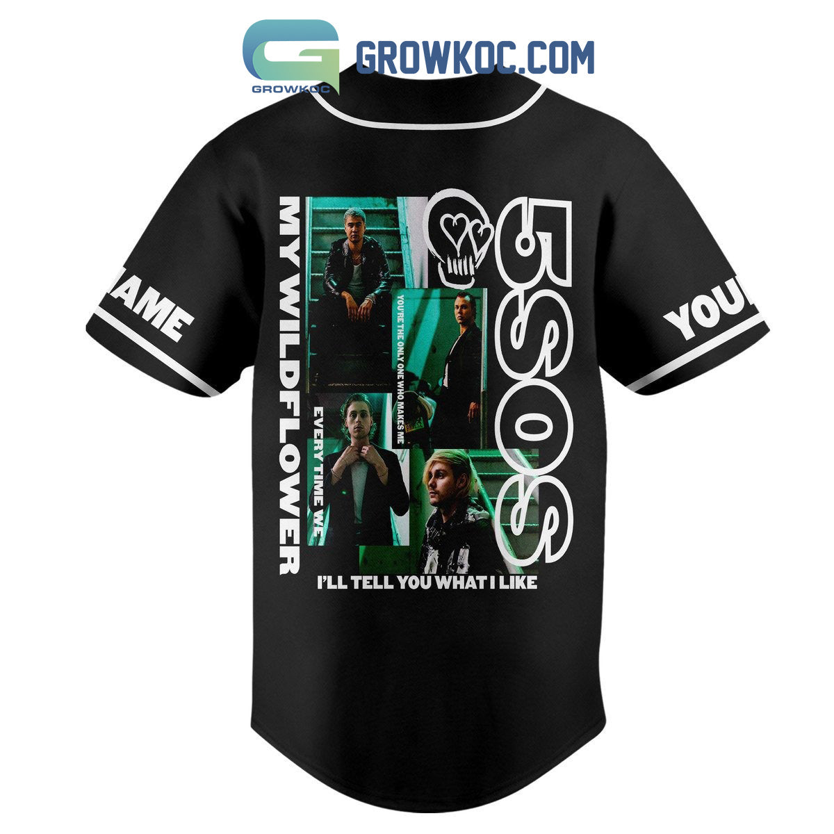 5 Seconds Of Summer I’ll Tell You What I Like Personalized Baseball Jersey baseball jersey product view 3