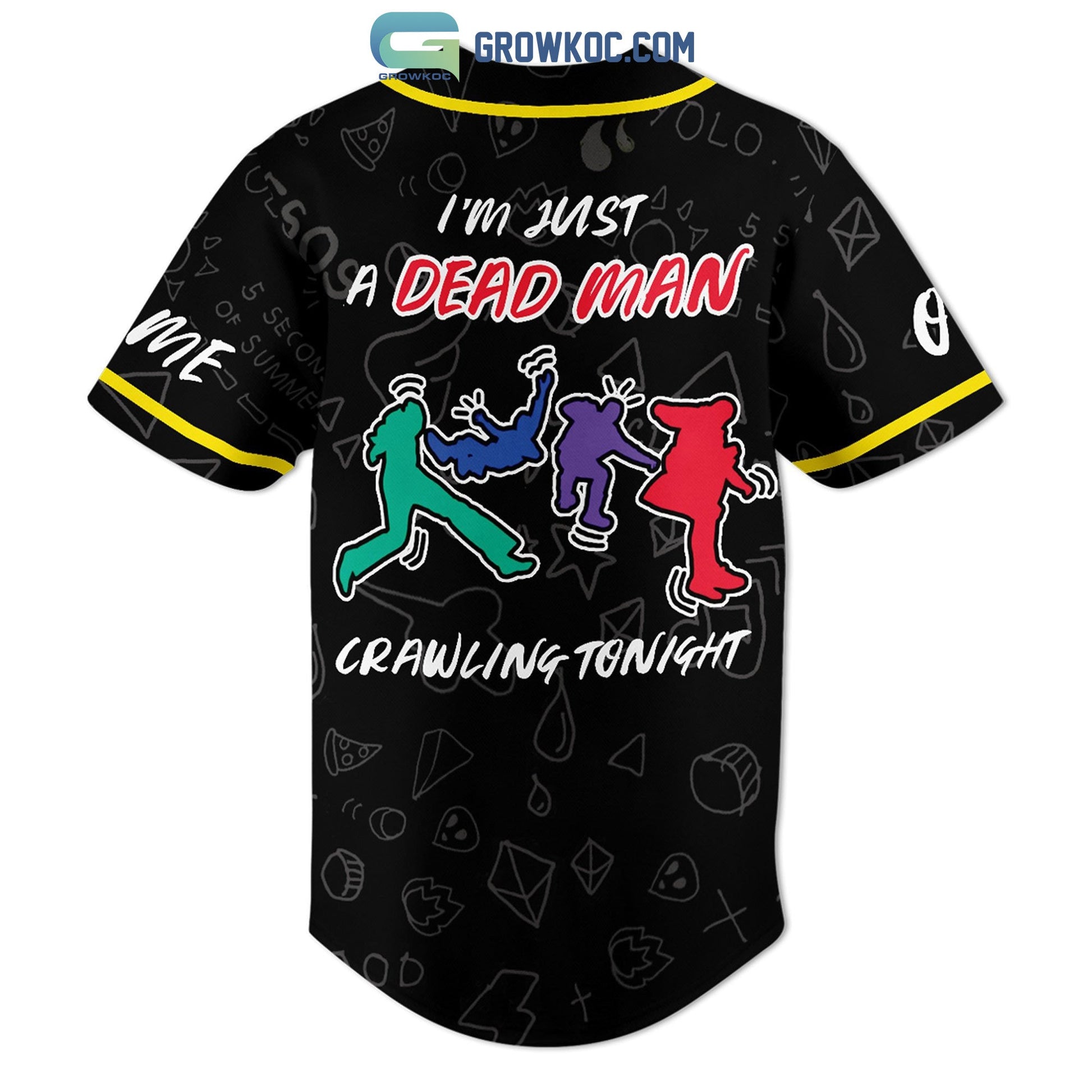 5 Seconds Of Summer I’m Just A Dead Man Crawling Tonight Personalized Baseball Jersey baseball jersey product view 2