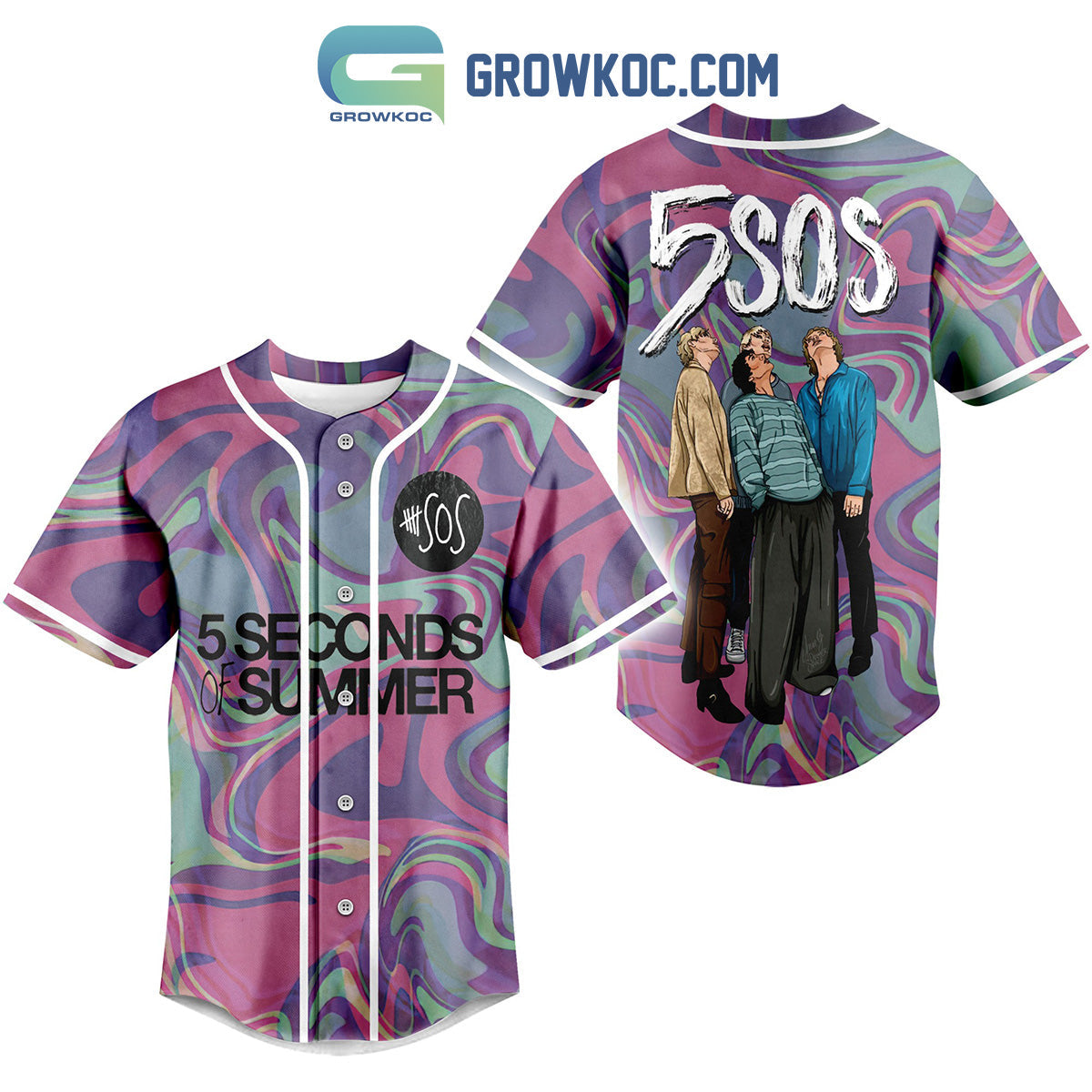 5 Seconds Of Summers Art Design Baseball Jersey baseball jersey product view 1