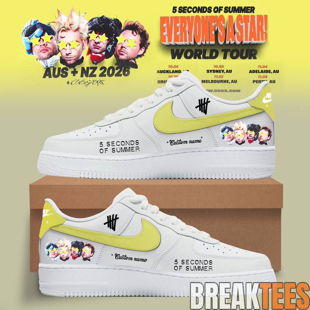 5 Seconds of Summer Everyones A Star! World Tour 2026 Custom AF1 Shoes Unisex T-shirt, Sweatshirt, Hoodie, Long Sleeve Tee - T-Shirt, Sweatshirt, Hoodie