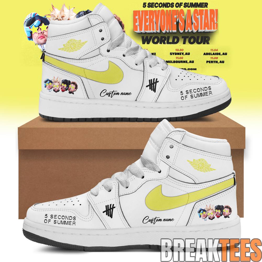 5 Seconds of Summer Everyones A Star! World Tour 2026 Custom AJ1 Shoes Unisex T-shirt, Sweatshirt, Hoodie, Long Sleeve Tee - T-Shirt, Sweatshirt, Hoodie
