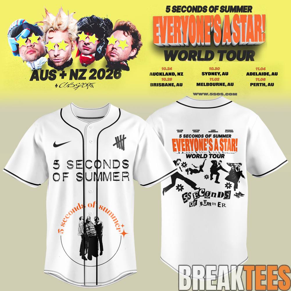 5 Seconds of Summer Everyone’s A Star! World Tour 2026 Jersey sports jersey product view 1