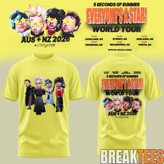5 Seconds of Summer Everyones A Star! World Tour 2026 Shirt Unisex T-shirt, Sweatshirt, Hoodie, Long Sleeve Tee - T-Shirt, Sweatshirt, Hoodie
