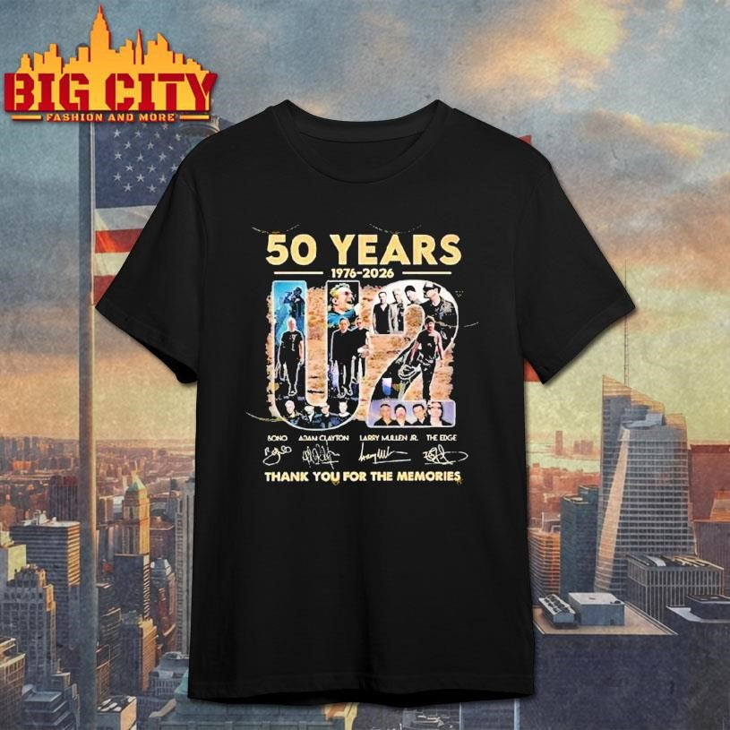 50 Years 1976-2026 U2 Signature Thank You For The Memories Signatures Shirt Unisex T-shirt, Sweatshirt, Hoodie, Long Sleeve Tee - T-Shirt, Sweatshirt, Hoodie