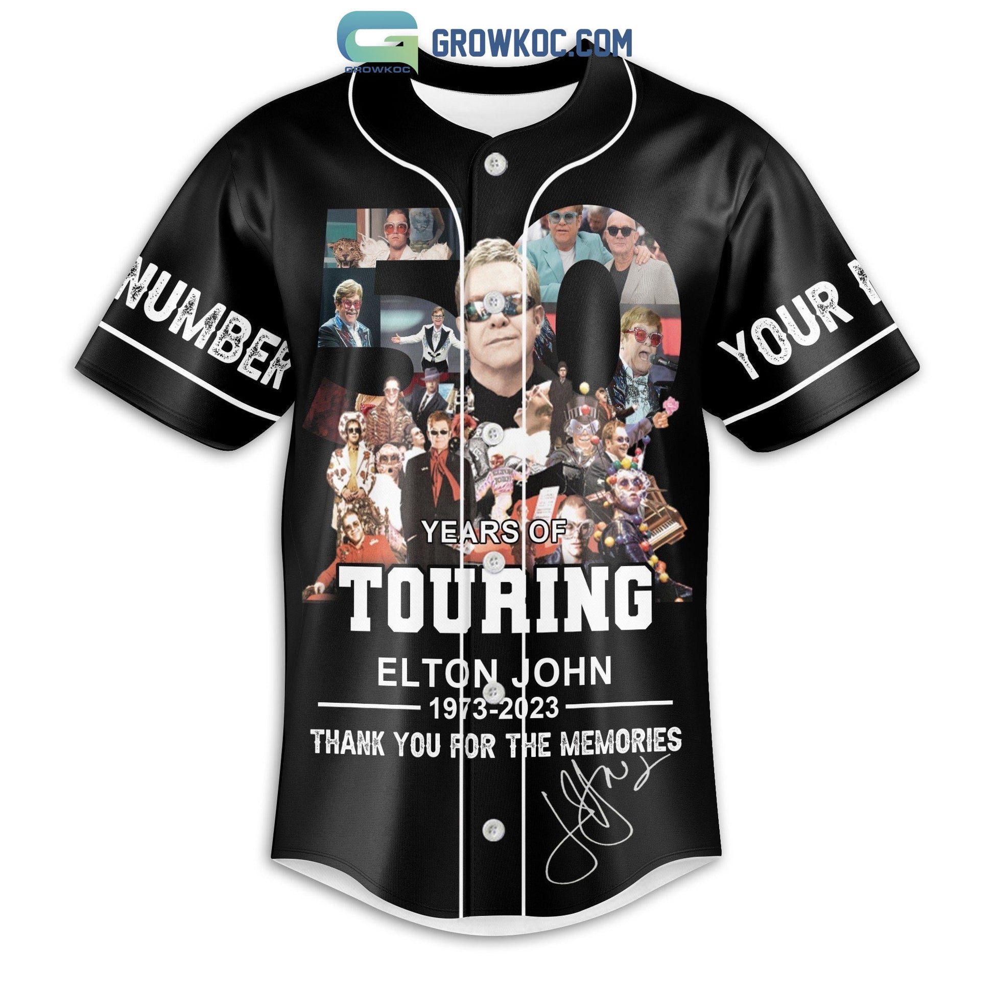 50 Years Of Touring Elton John Memories Personalized Baseball Jersey baseball jersey product view 2