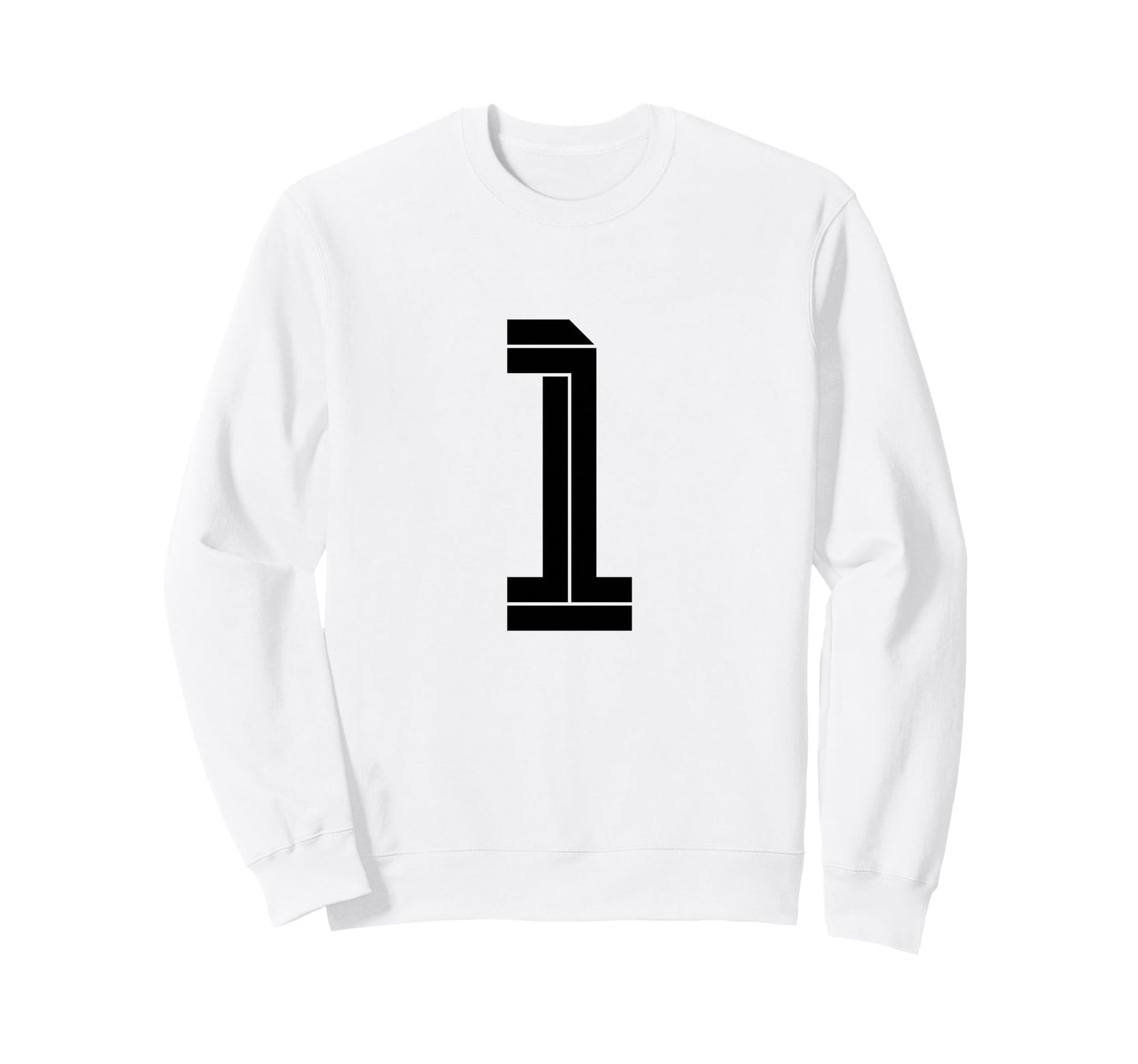 One White Number 1 Sports Fan Soccer Sweatshirt - Trendy Graphic Unisex - T-Shirt, Sweatshirt, Hoodie