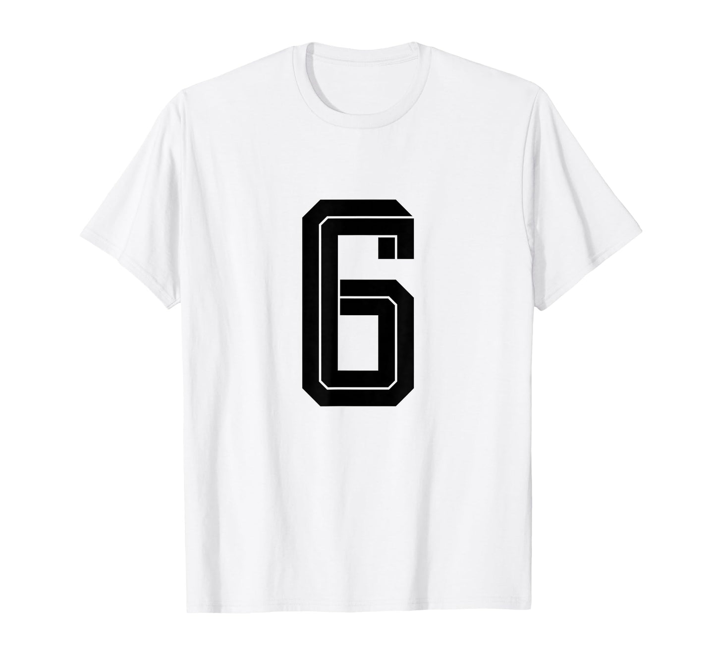 6 White Number 6 Sports Fan Soccer T-Shirt - Trendy Graphic Unisex - T-Shirt, Sweatshirt, Hoodie