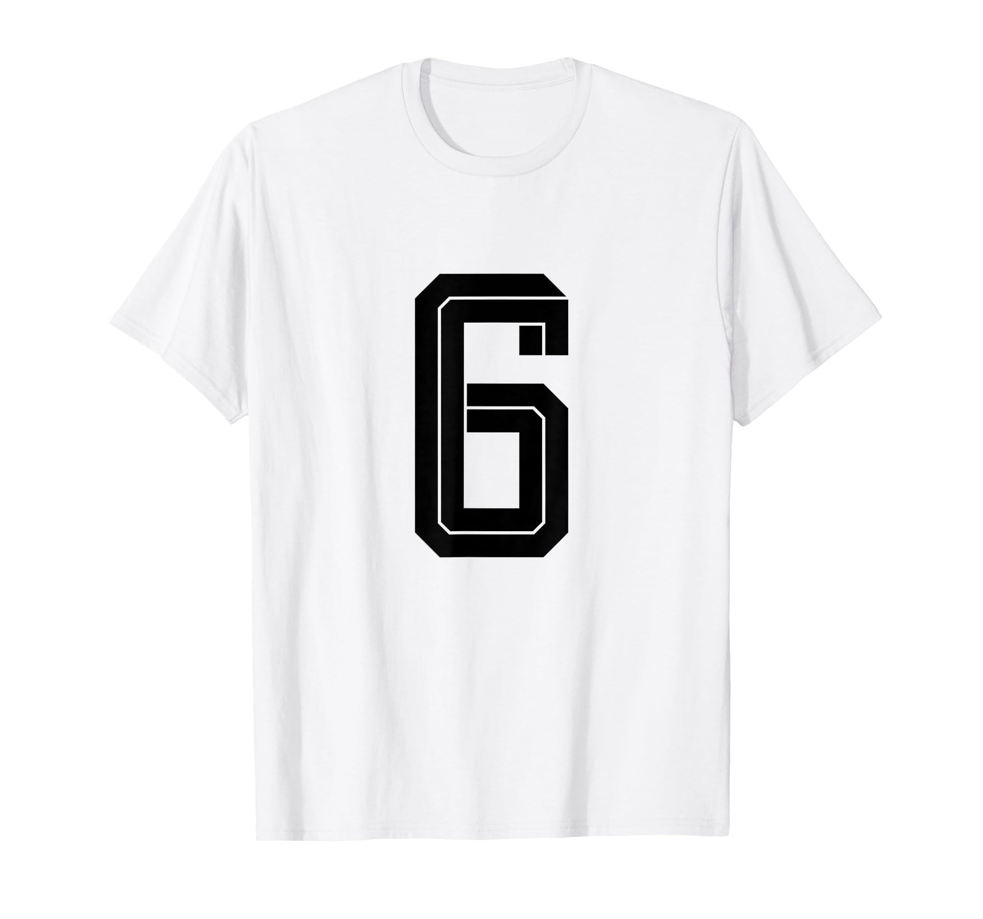 6 White Number 6 Sports Fan Soccer T-Shirt - Trendy Graphic Unisex - T-Shirt, Sweatshirt, Hoodie