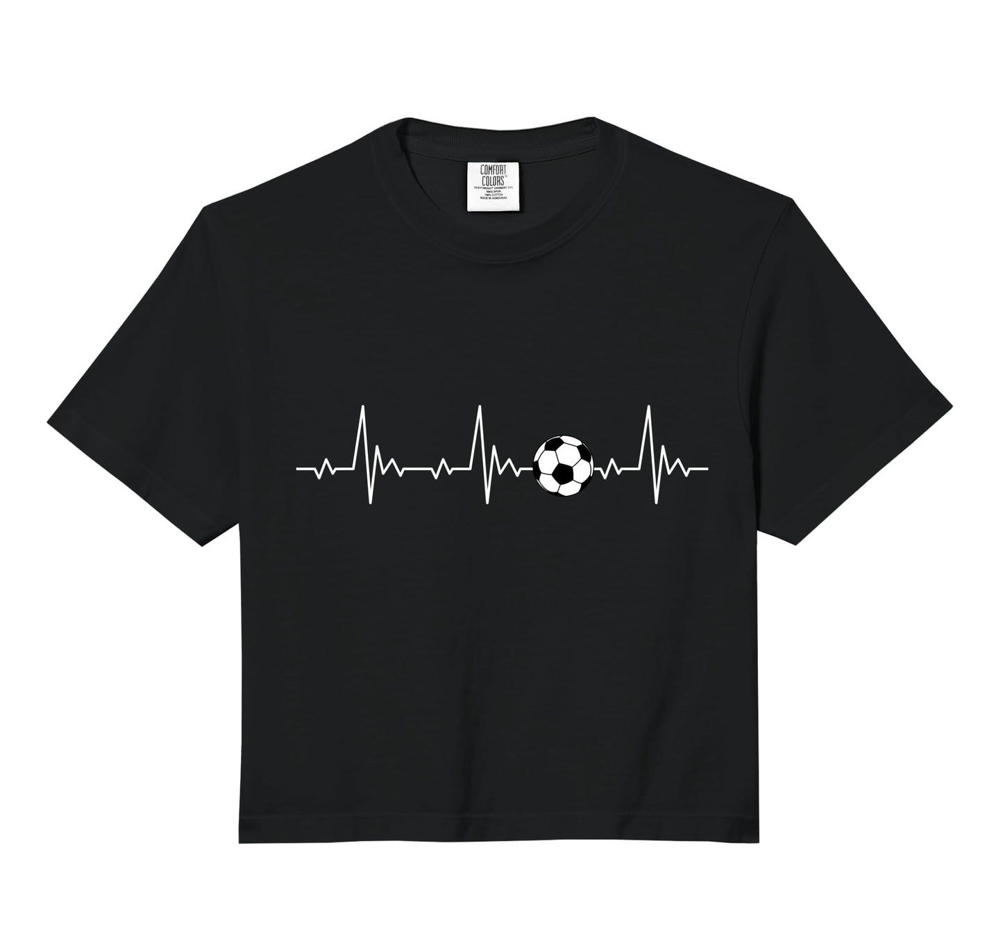 Soccer Ball Heartbeat Comfort Colors Crop Hoodie - Graphic Print Men Women - T-Shirt, Sweatshirt, Hoodie