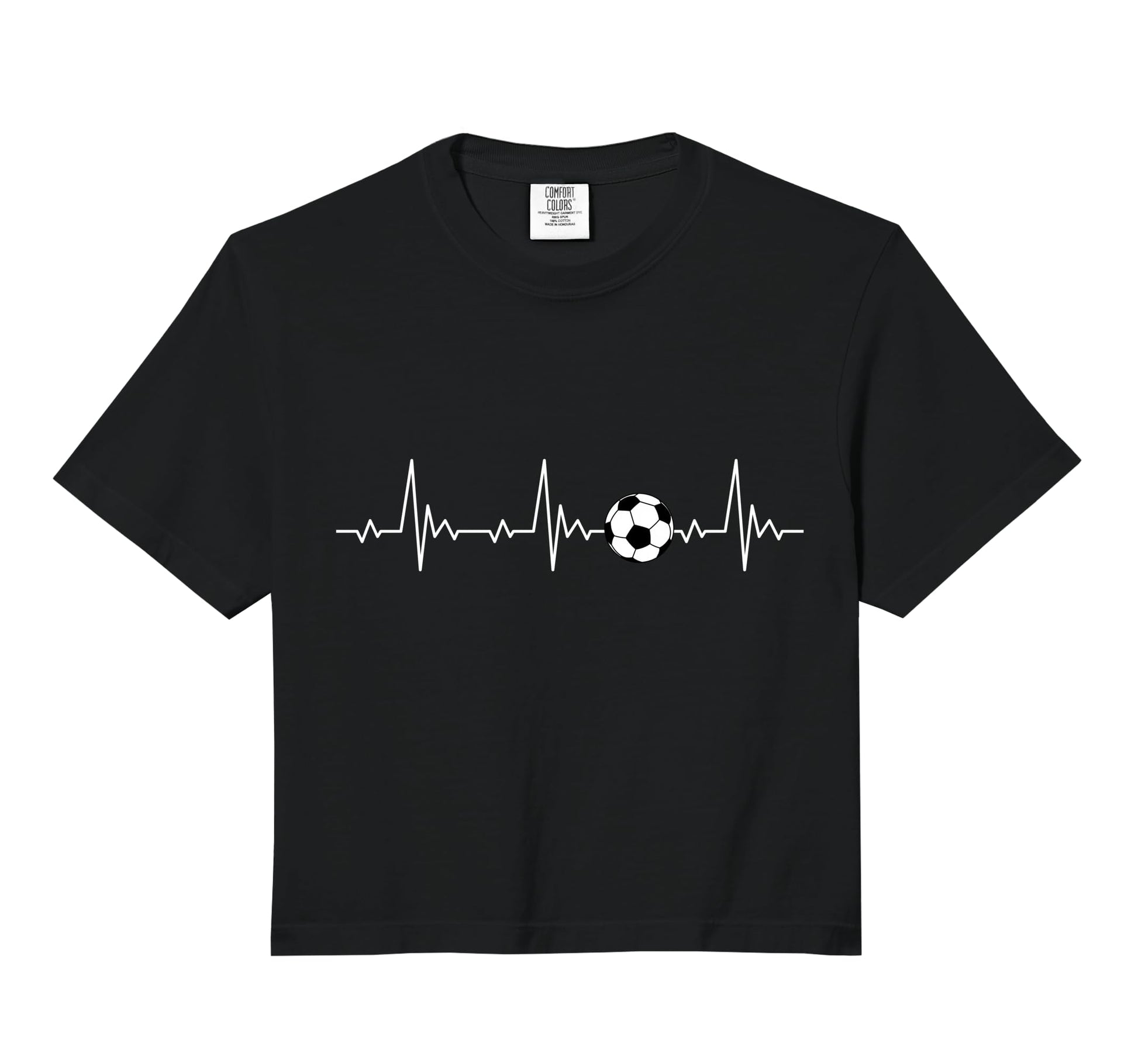 Soccer Ball Heartbeat Comfort Colors Crop Hoodie - Graphic Print Men Women - T-Shirt, Sweatshirt, Hoodie