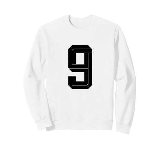 9 White Number 9 Sports Fan Soccer Sweatshirt - Novelty Apparel Men Women - T-Shirt, Sweatshirt, Hoodie