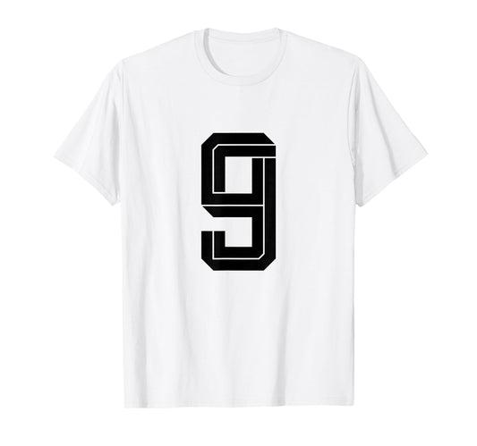 9 White Number 9 Sports Fan Soccer T-Shirt - Minimalist Print Men Women - T-Shirt, Sweatshirt, Hoodie