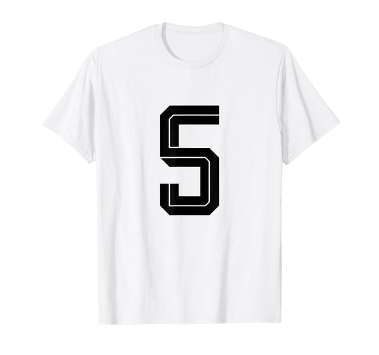 5 White Number 5 Sports Fan Soccer T-Shirt - Unique Graphic for Adults - T-Shirt, Sweatshirt, Hoodie