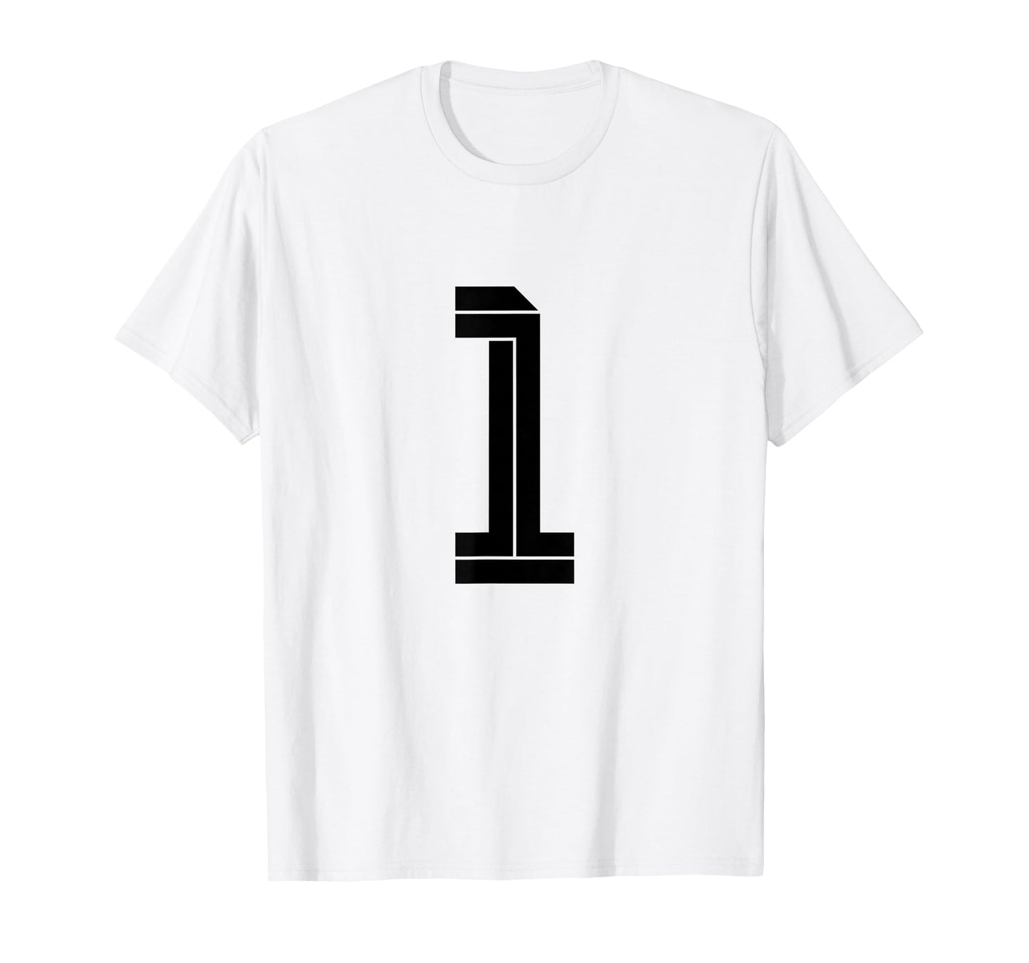 One White Number 1 Sports Fan Soccer T-Shirt - Minimalist Print for Adults - T-Shirt, Sweatshirt, Hoodie