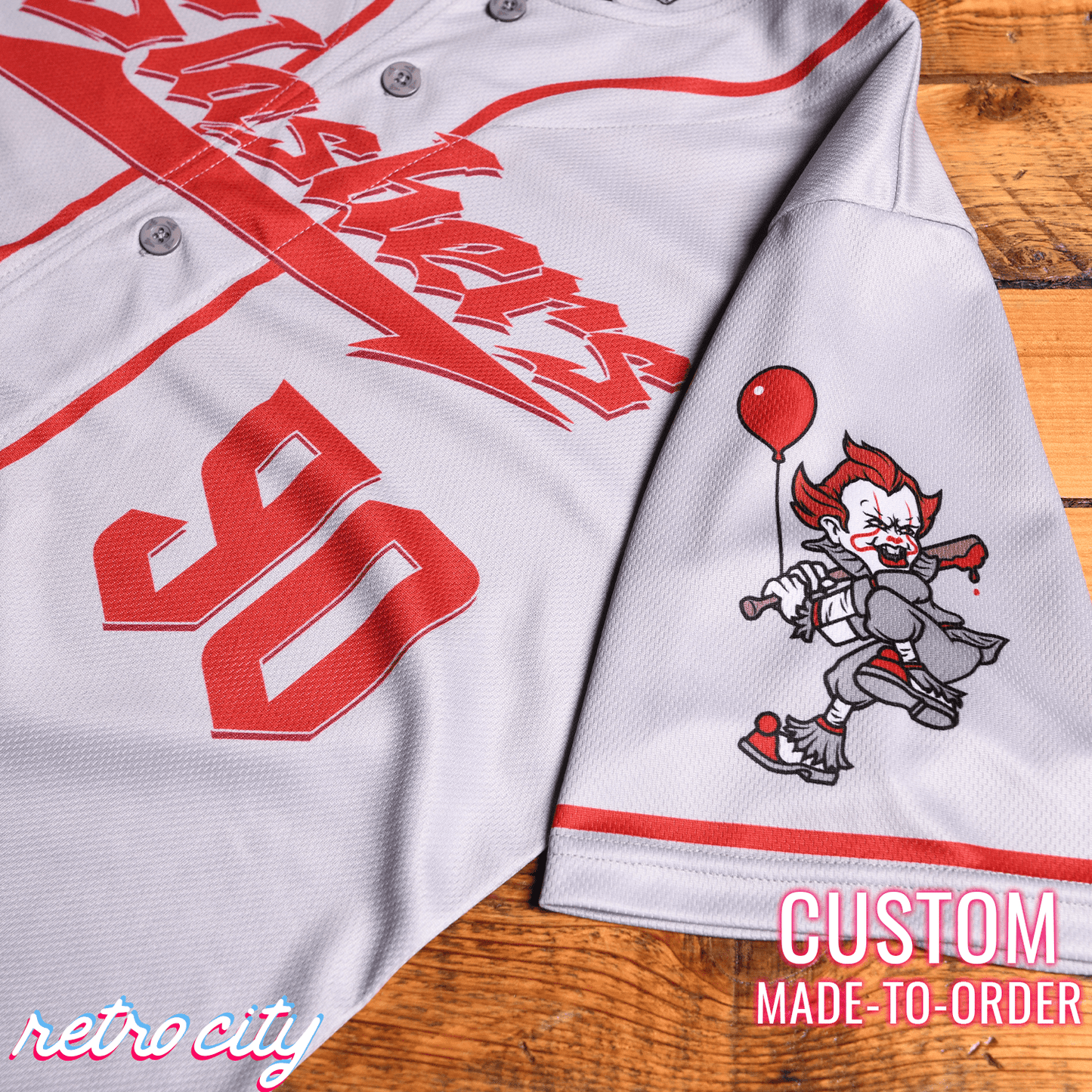 Pennywise Slasher Series Full-Button Baseball Jersey baseball jersey product view 3