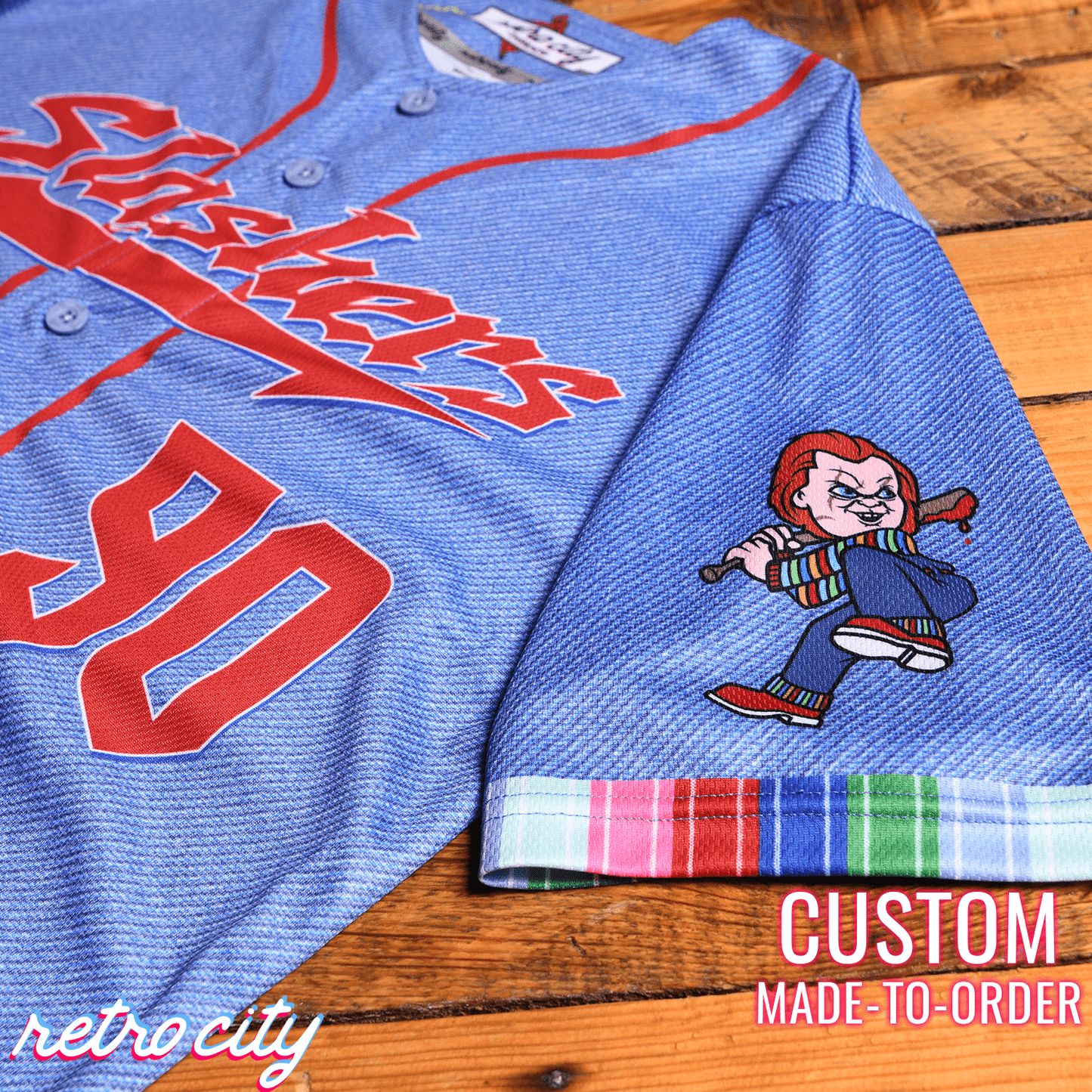 Chucky Slasher Series Full-Button Baseball Jersey baseball jersey product view 3