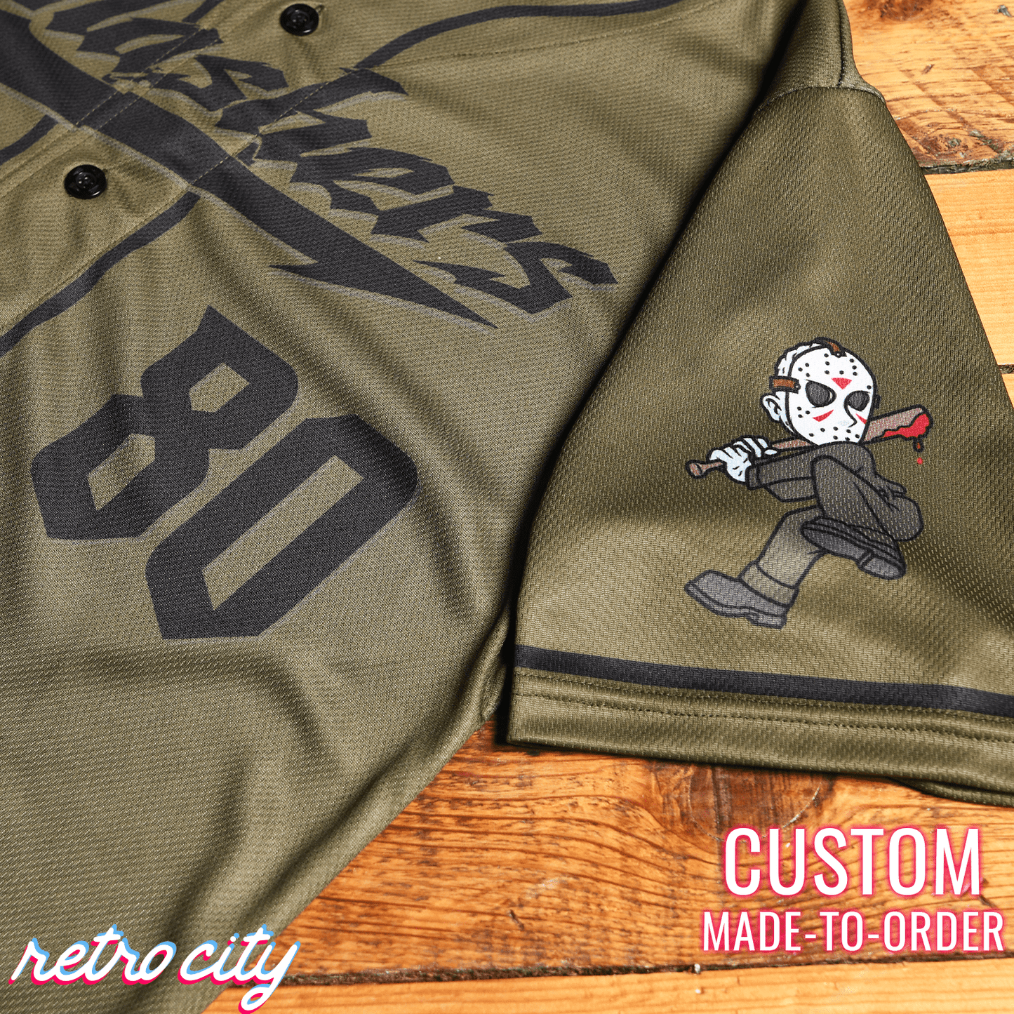 Jason Slasher Series Full-Button Baseball Jersey baseball jersey product view 3