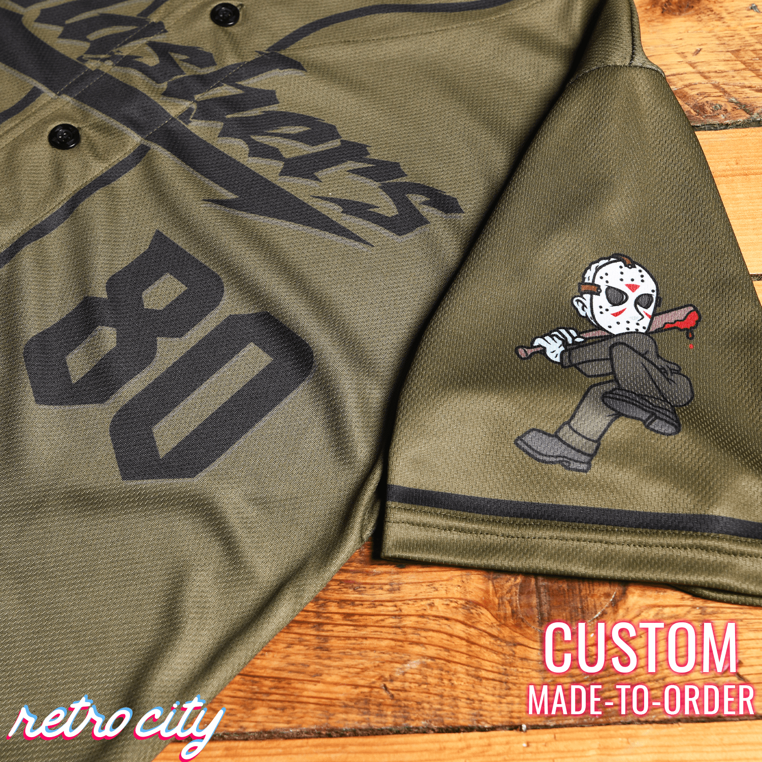 Jason Slasher Series Full-Button Baseball Jersey baseball jersey product view 3