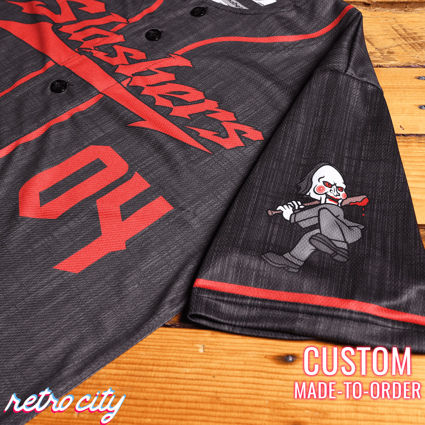 Billy Slasher Series Full-Button Baseball Jersey baseball jersey product view 3