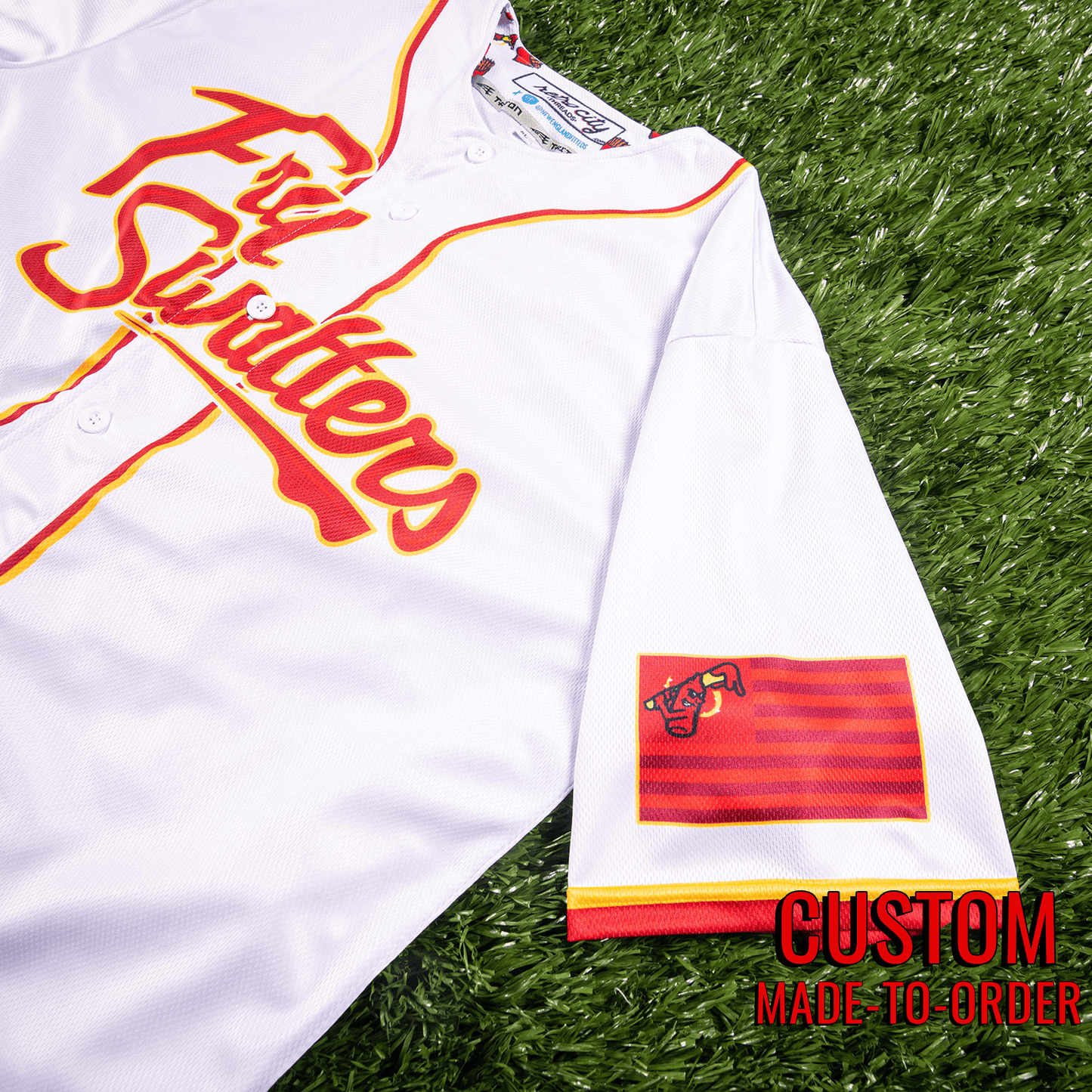 Fry Swatters Seamhead Baseball League Jersey (Home) *CUSTOM* baseball jersey product view 5