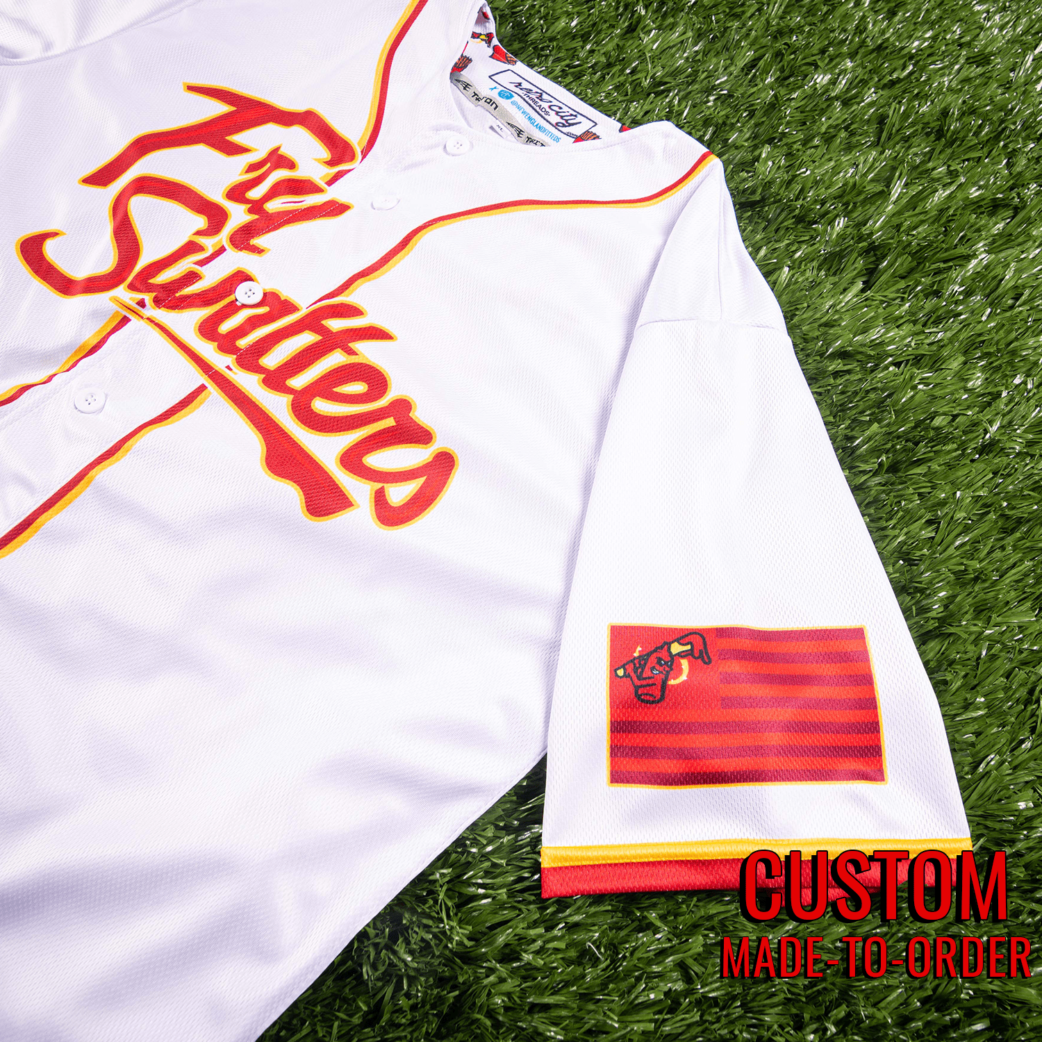 Fry Swatters Seamhead Baseball League Jersey (Home) *CUSTOM* baseball jersey product view 5