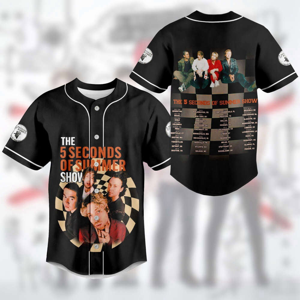 5SOS Show Baseball Jersey: Sounds Good Feels Good Take My Hand Shirt – Pop Rock Band Merch Perfect Gift for Fans baseball jersey product view 1