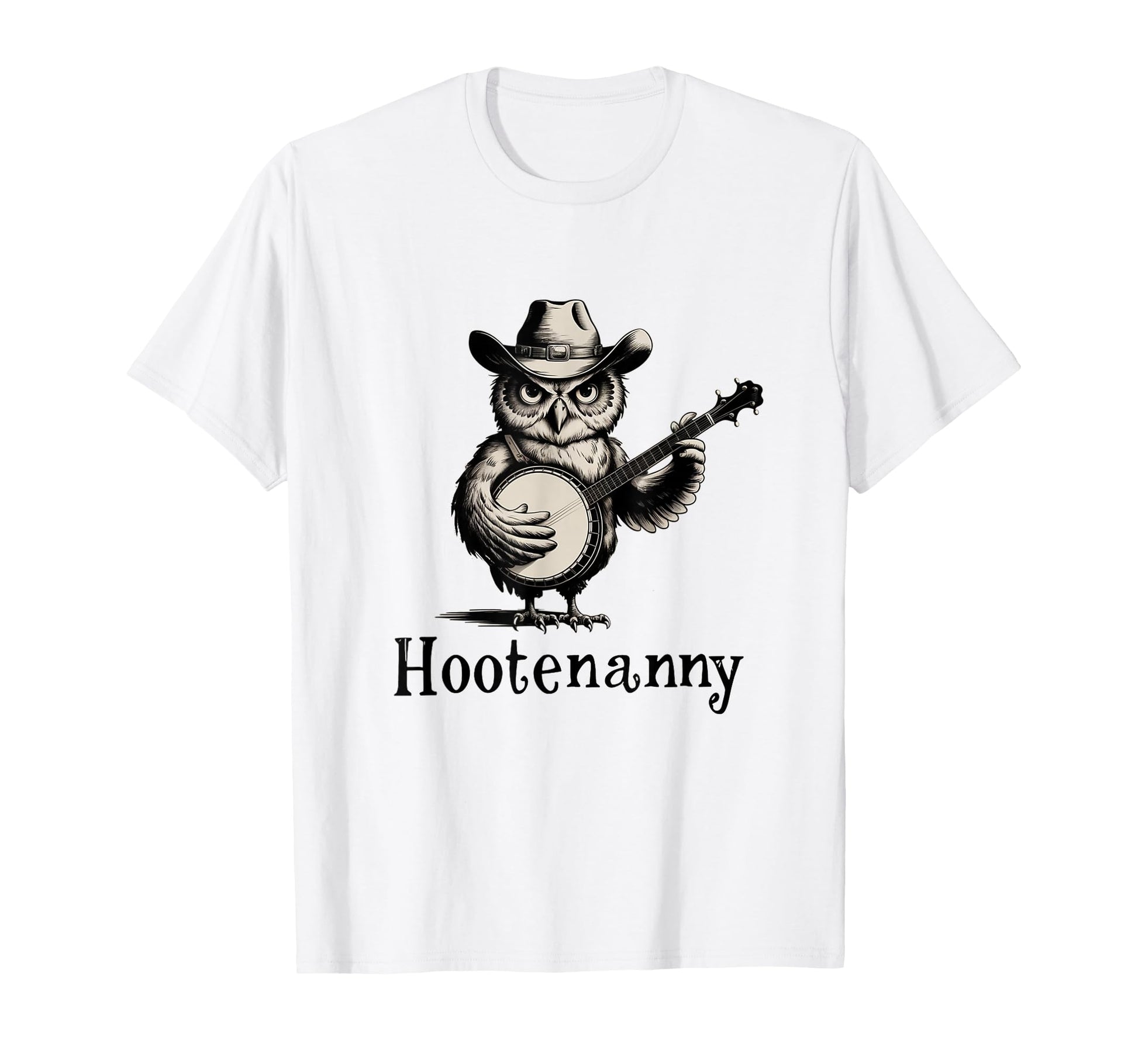 Hootenanny Owl Playing Banjo Country Owl T-Shirt - Novelty Apparel Unisex - T-Shirt, Sweatshirt, Hoodie