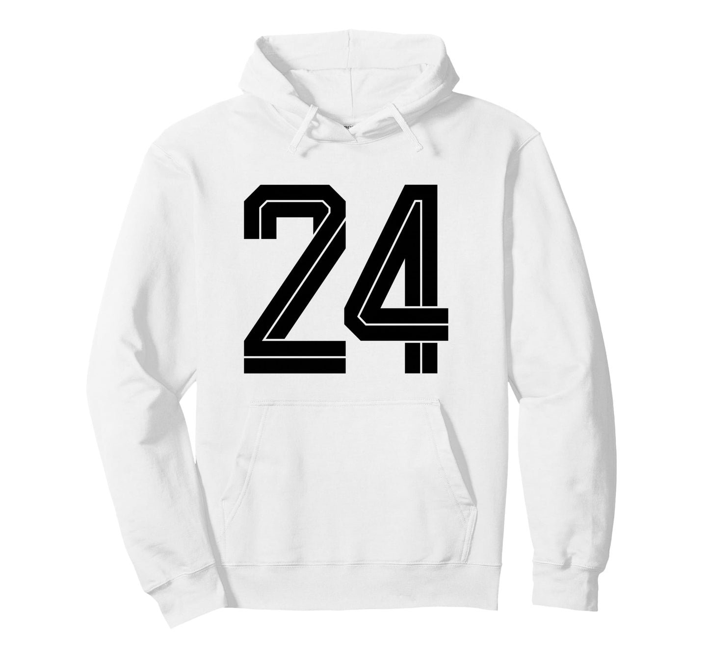 24 White Number 24 Sports Fan Soccer Hoodie - Minimalist Print for Adults - T-Shirt, Sweatshirt, Hoodie