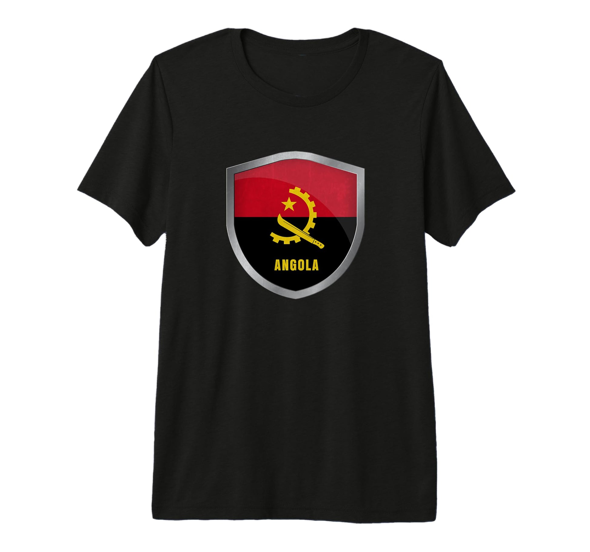 Angola Flag Badge Soccer Fans Distressed T-Shirt - Graphic Print for Adults - T-Shirt, Sweatshirt, Hoodie