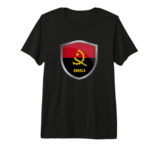 Angola Flag Badge Soccer Fans Distressed T-Shirt - Graphic Print for Adults - T-Shirt, Sweatshirt, Hoodie