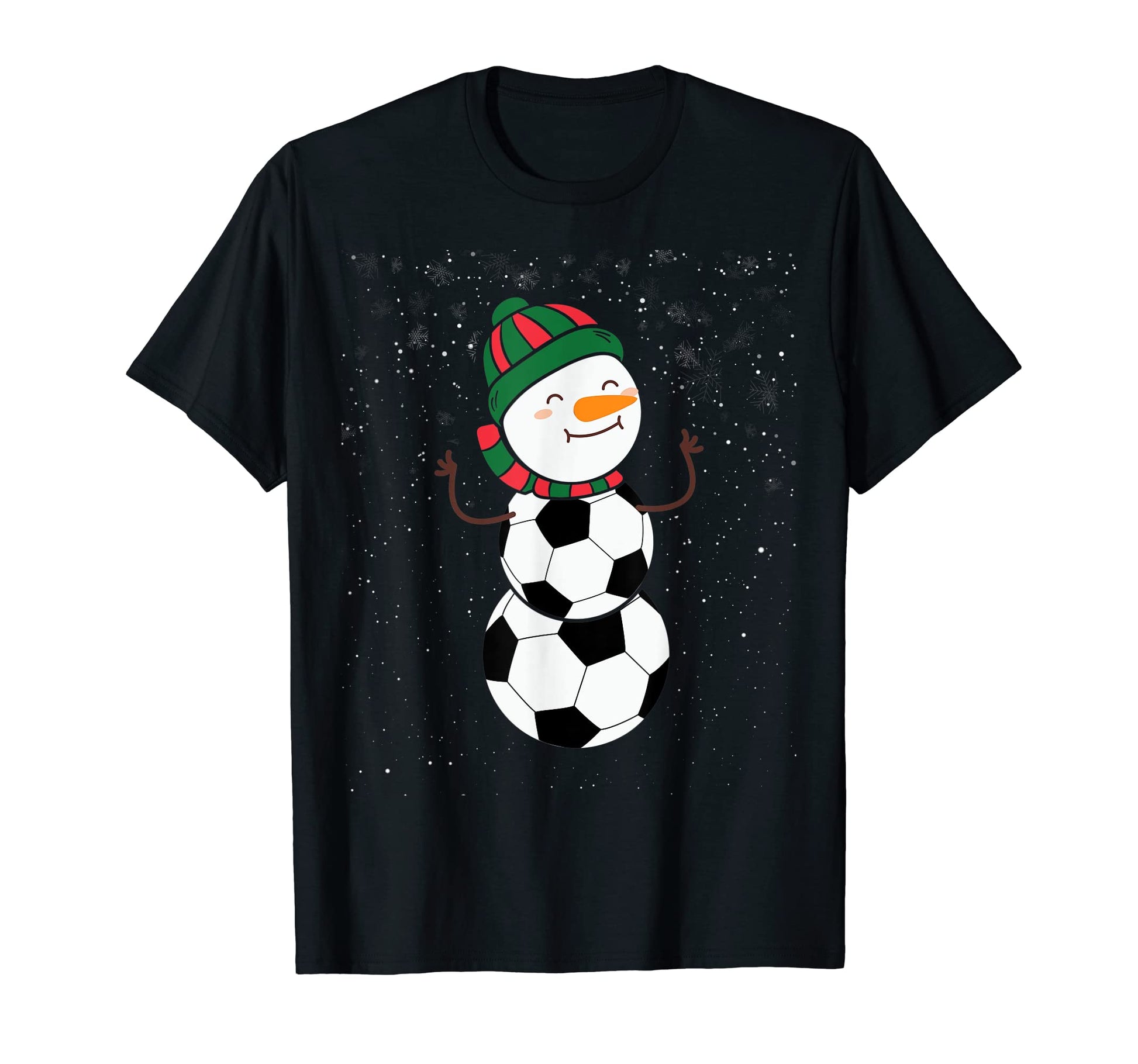 Funny Soccer Ball Snowman Winter Hat T-Shirt - Aesthetic Graphic Men Women - T-Shirt, Sweatshirt, Hoodie