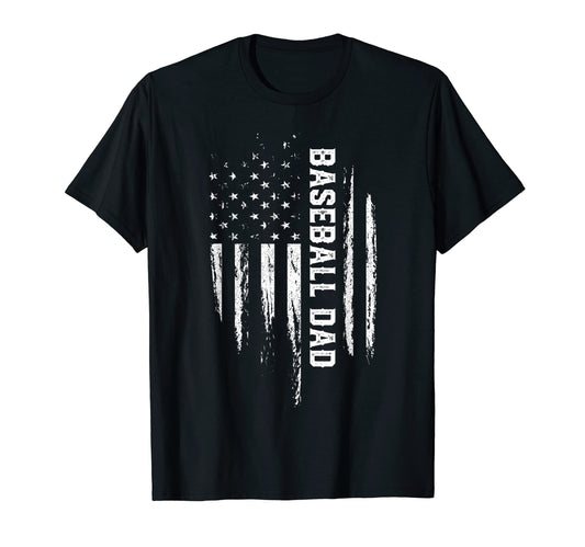 Baseball Dad American Flag 4Th July T-Shirt - Custom Art Print Unisex - T-Shirt, Sweatshirt, Hoodie
