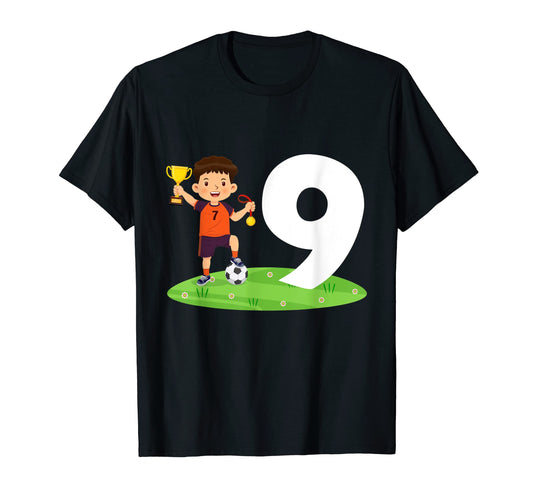9Th Birthday Soccer 9 Years Old Soccer T-Shirt - Graphic Print Unisex - T-Shirt, Sweatshirt, Hoodie
