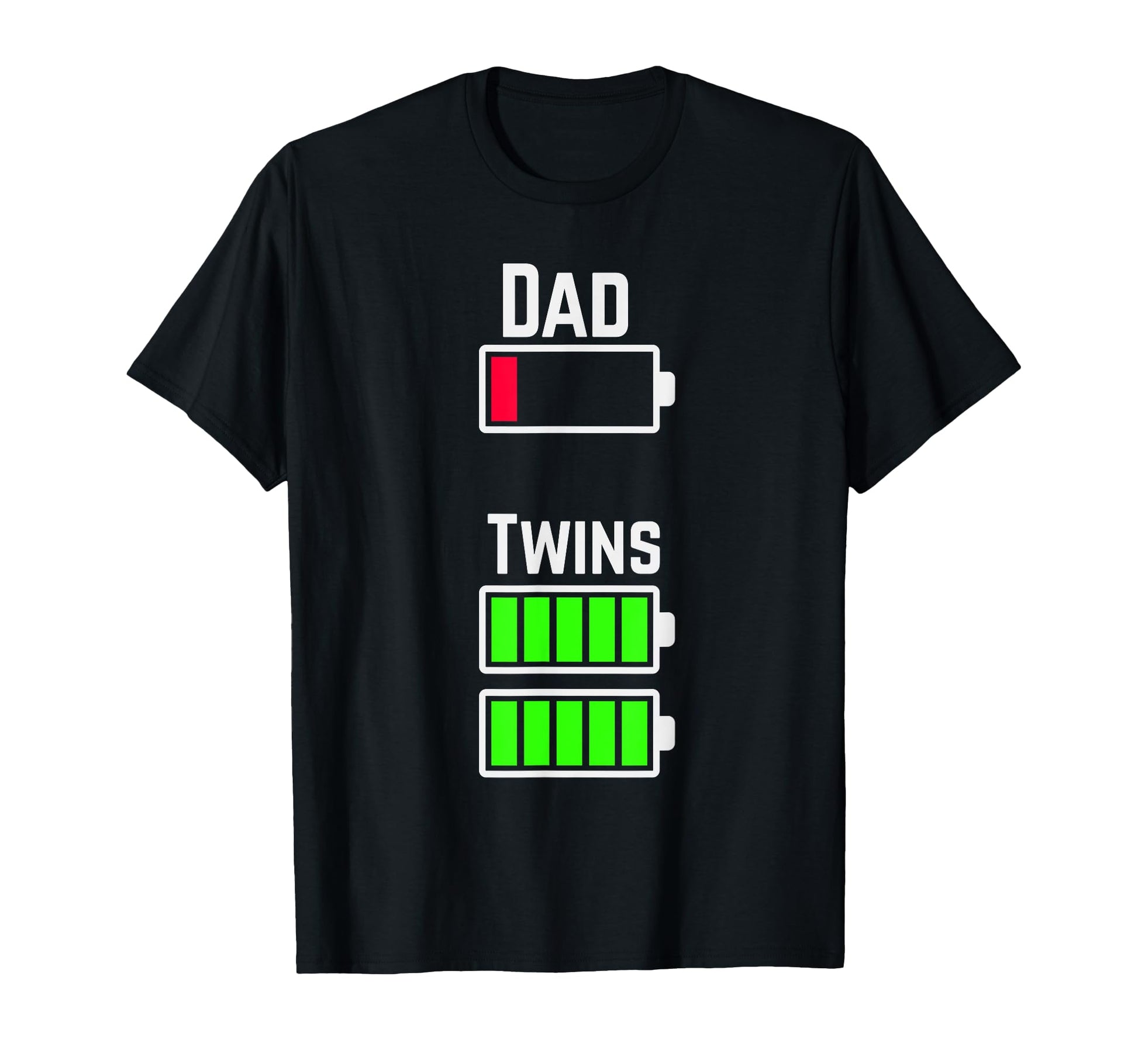 Tired Twin Dad Low Battery Charge T-Shirt - Custom Art Print Men Women - T-Shirt, Sweatshirt, Hoodie